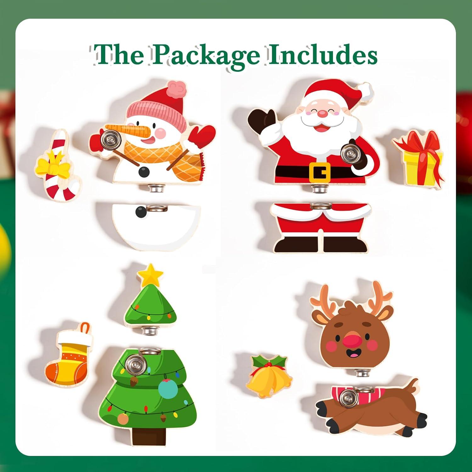 Bloques de Construcción de Madera HUZU Navidad 3D para Niños