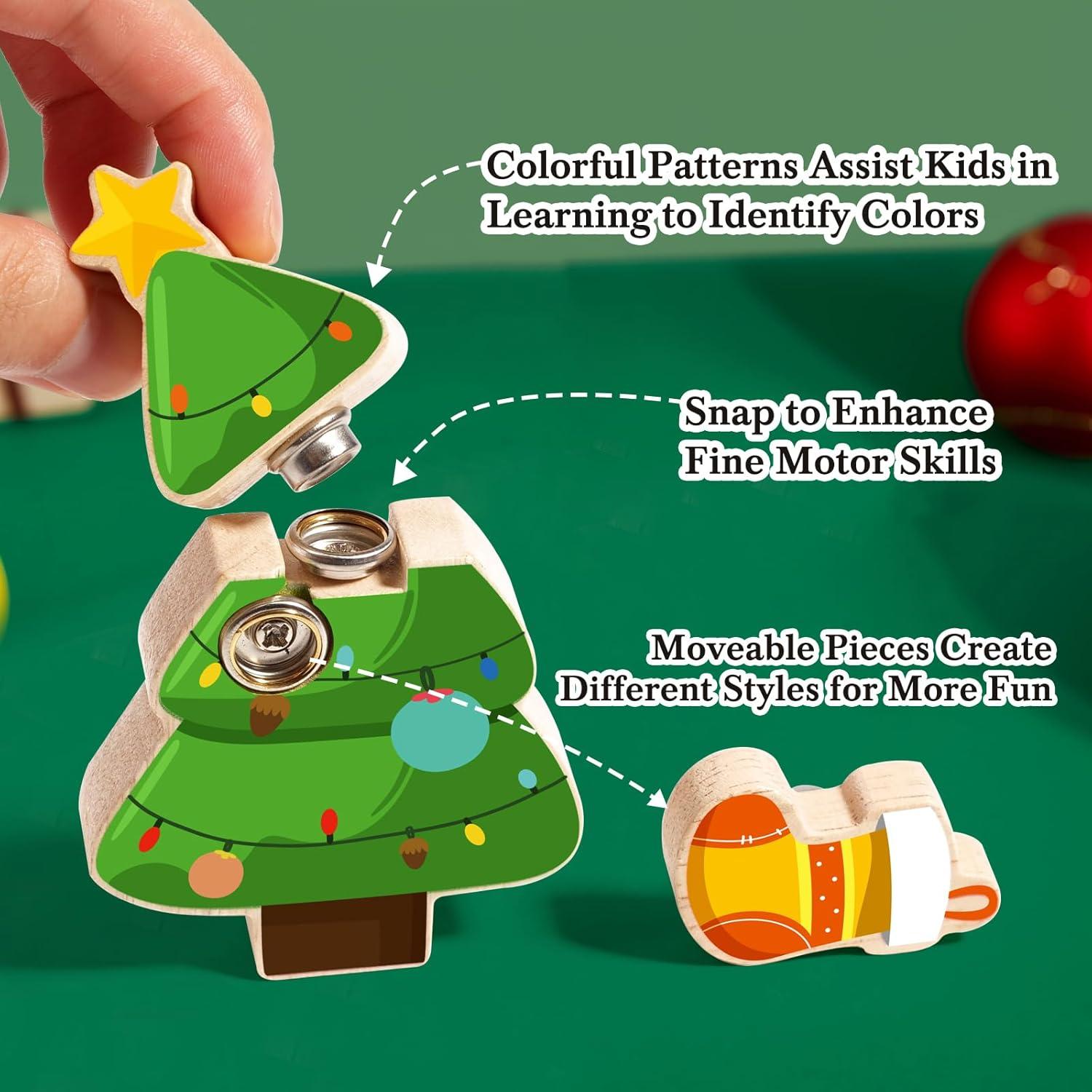 Bloques de Construcción de Madera HUZU Navidad 3D para Niños