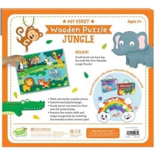 Peaceable Kingdom My First Wooden Puzzle, Two Activities in One for Active Toddlers, Jungle Animals