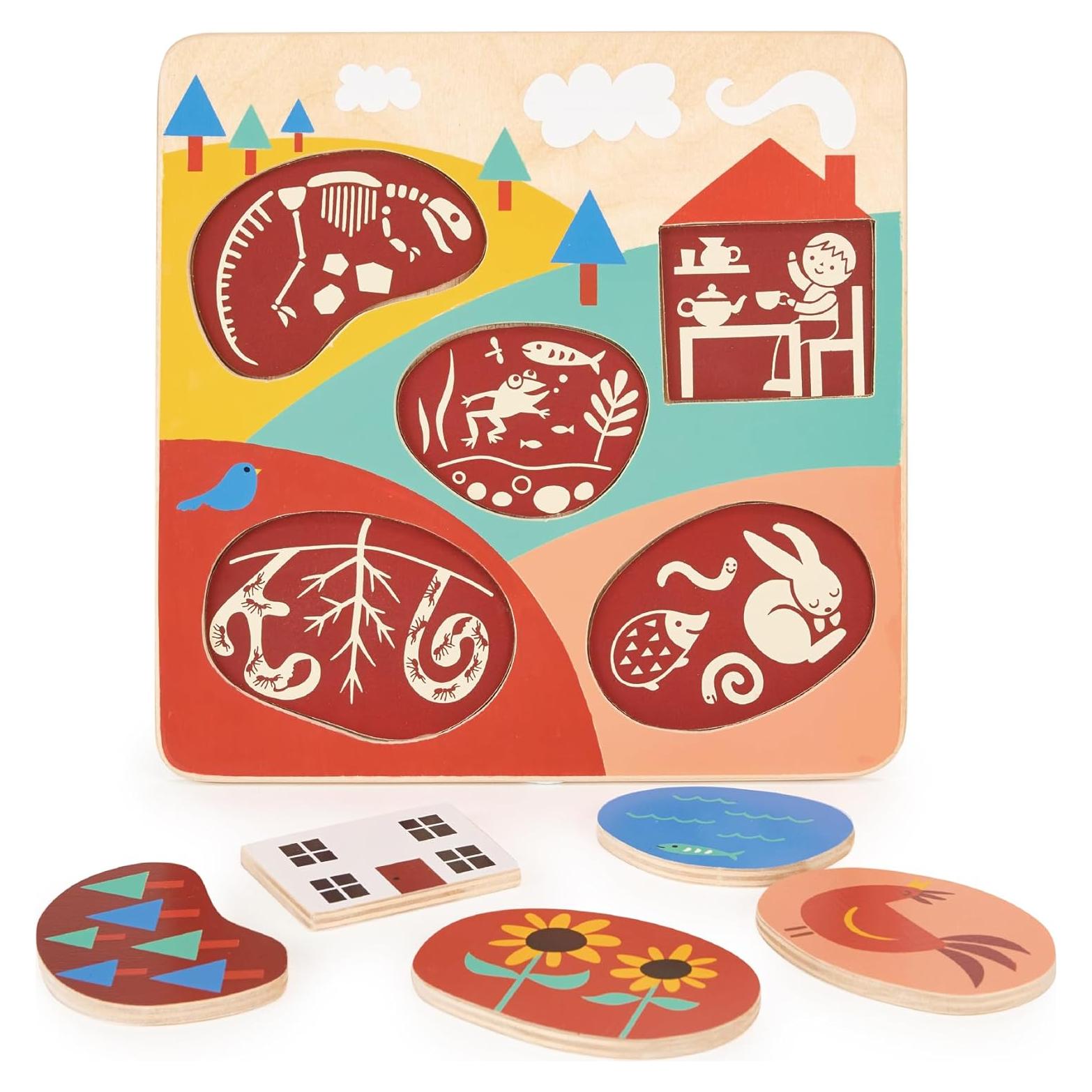 Rompecabezas de Madera Mentari - Campo 5 Piezas 24.5x24.5cm