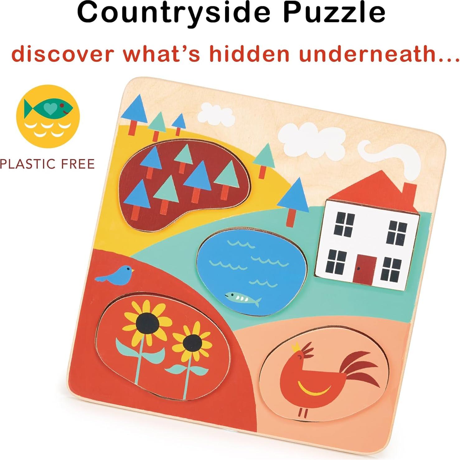 Rompecabezas de Madera Mentari - Campo 5 Piezas 24.5x24.5cm