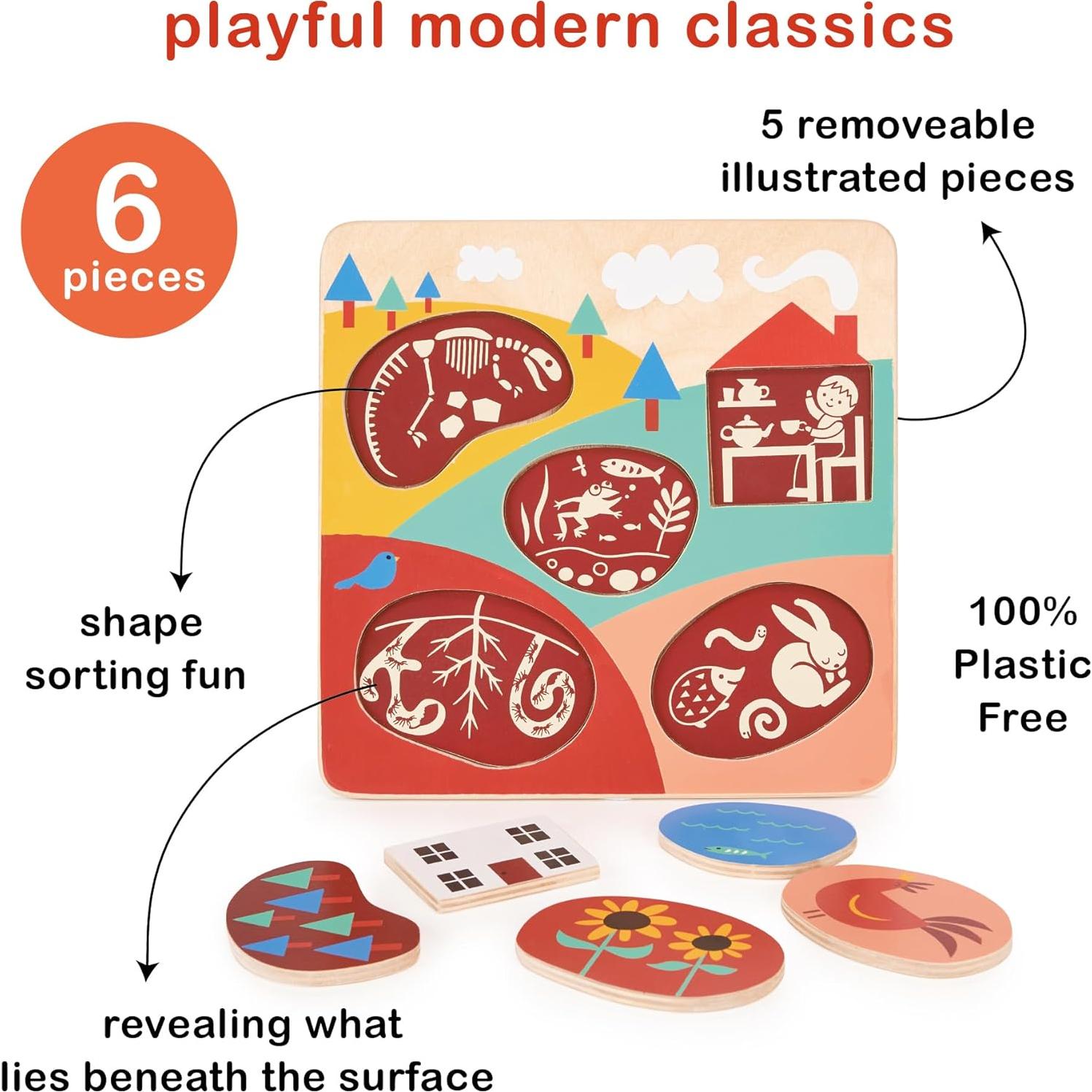 Rompecabezas de Madera Mentari - Campo 5 Piezas 24.5x24.5cm