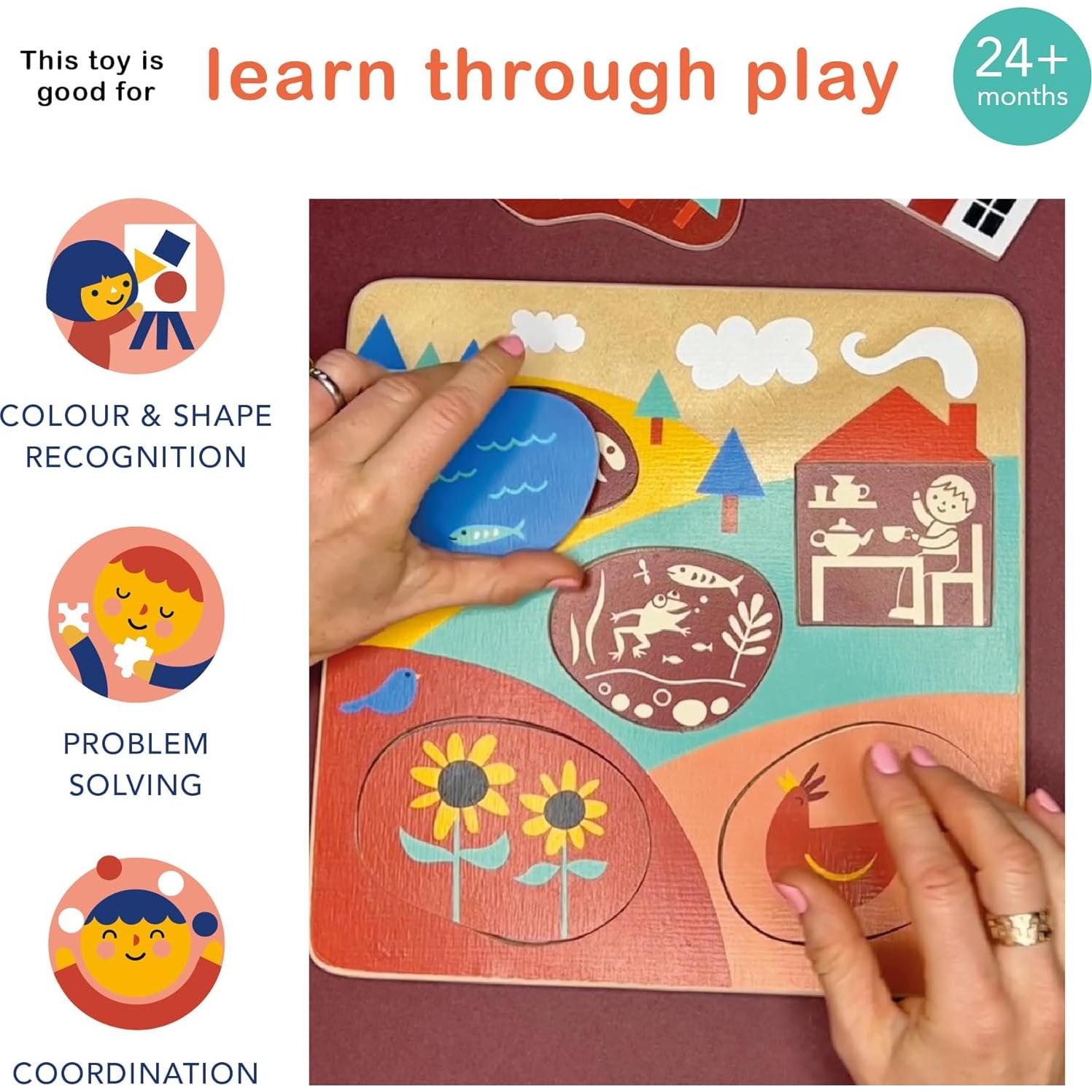 Rompecabezas de Madera Mentari - Campo 5 Piezas 24.5x24.5cm