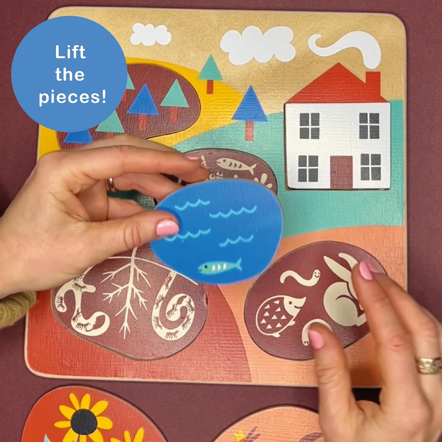 Rompecabezas de Madera Mentari - Campo 5 Piezas 24.5x24.5cm