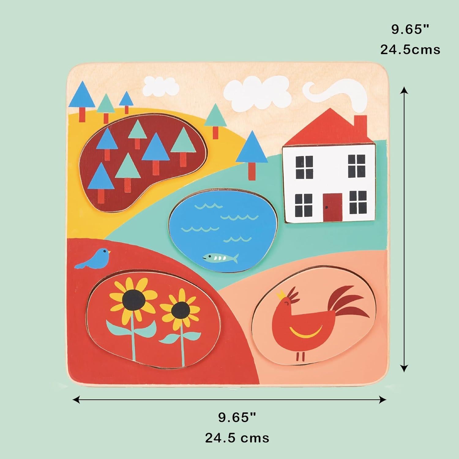 Rompecabezas de Madera Mentari - Campo 5 Piezas 24.5x24.5cm