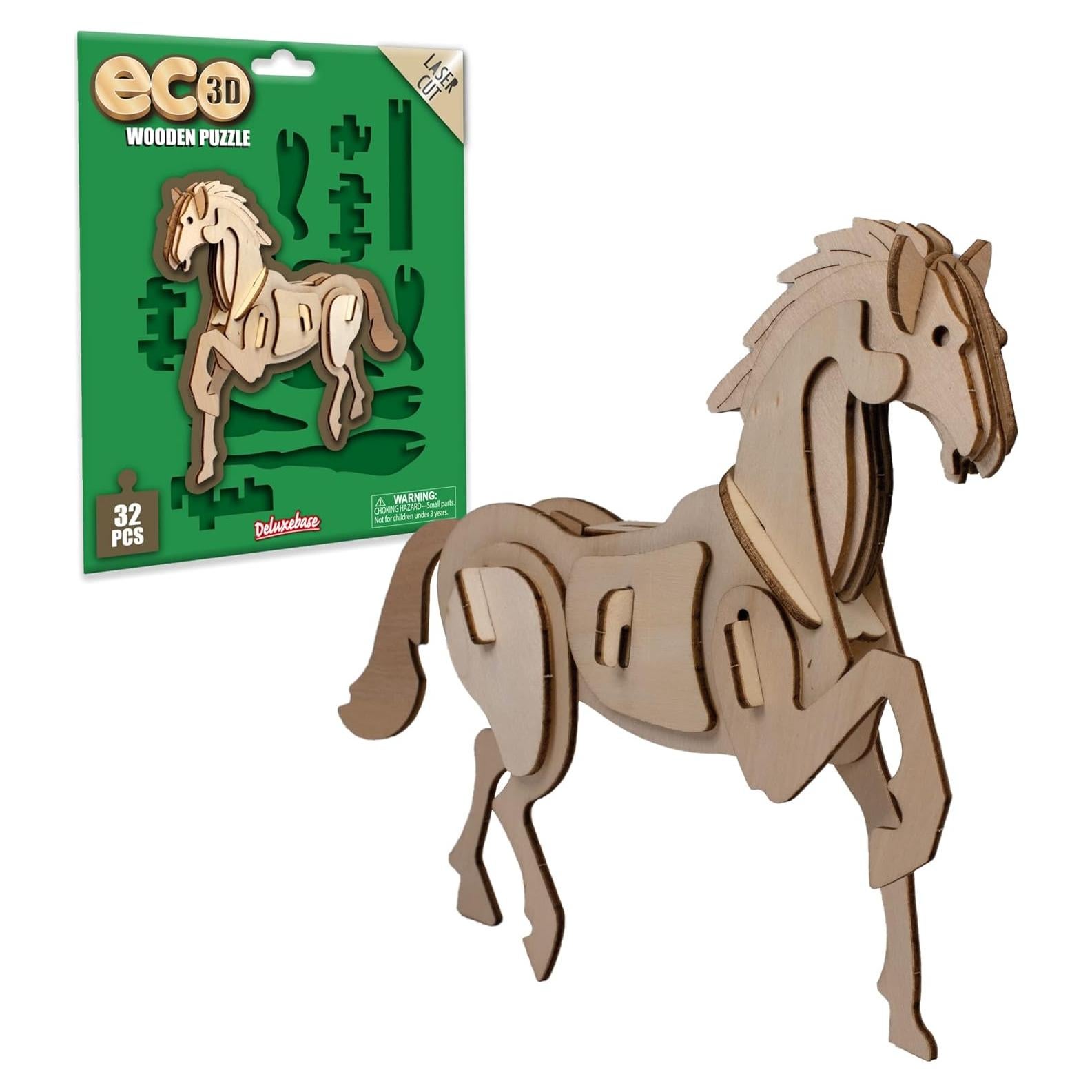 Rompecabezas 3D de Madera Ecológica Deluxebase - Caballo