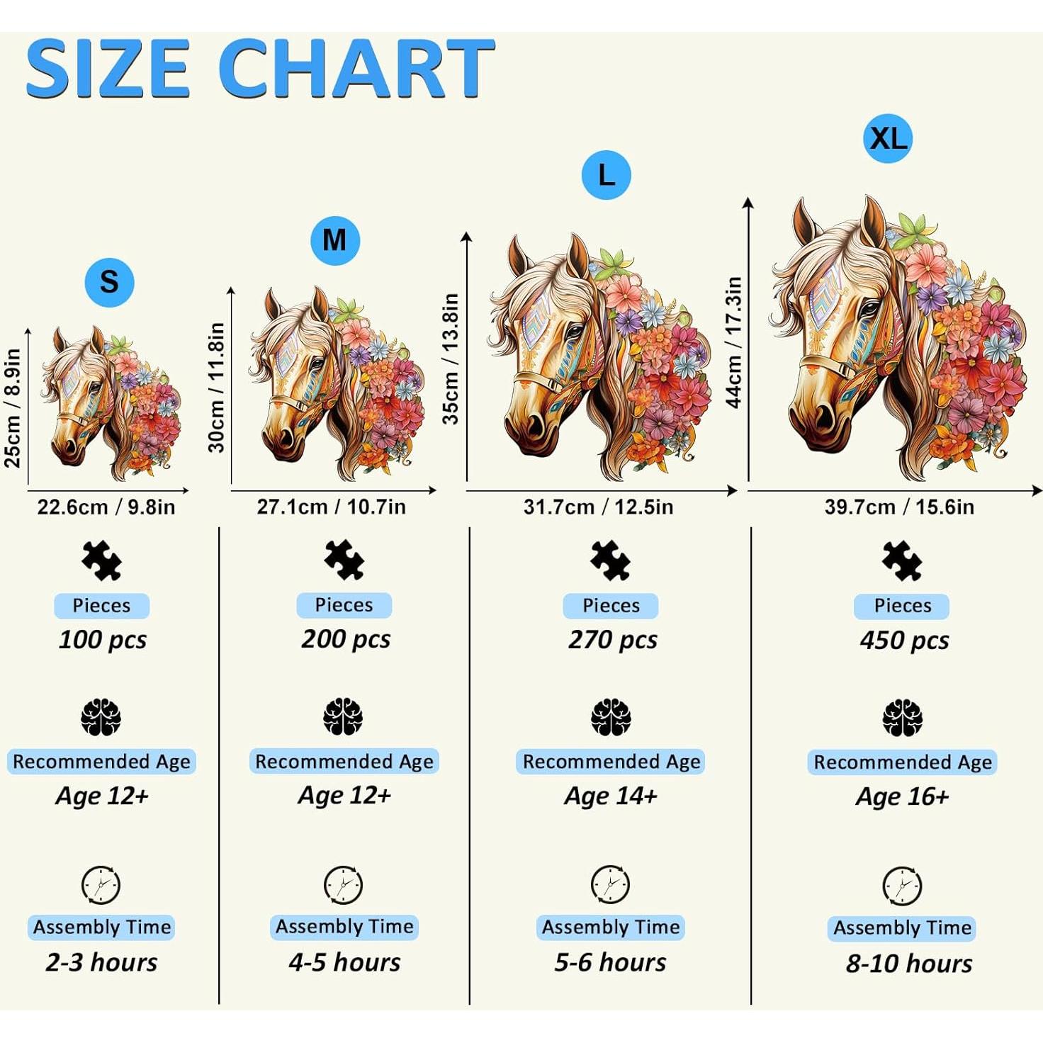 Rompecabezas de Madera Caballo NABYSHOP 200 Piezas 27.9x29cm