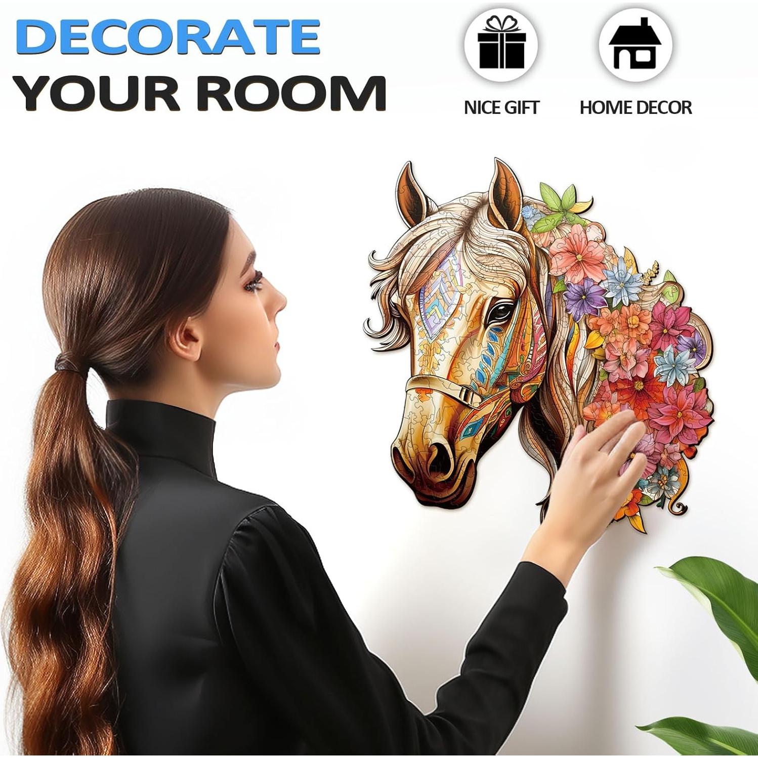 Rompecabezas de Madera Caballo NABYSHOP 200 Piezas 27.9x29cm