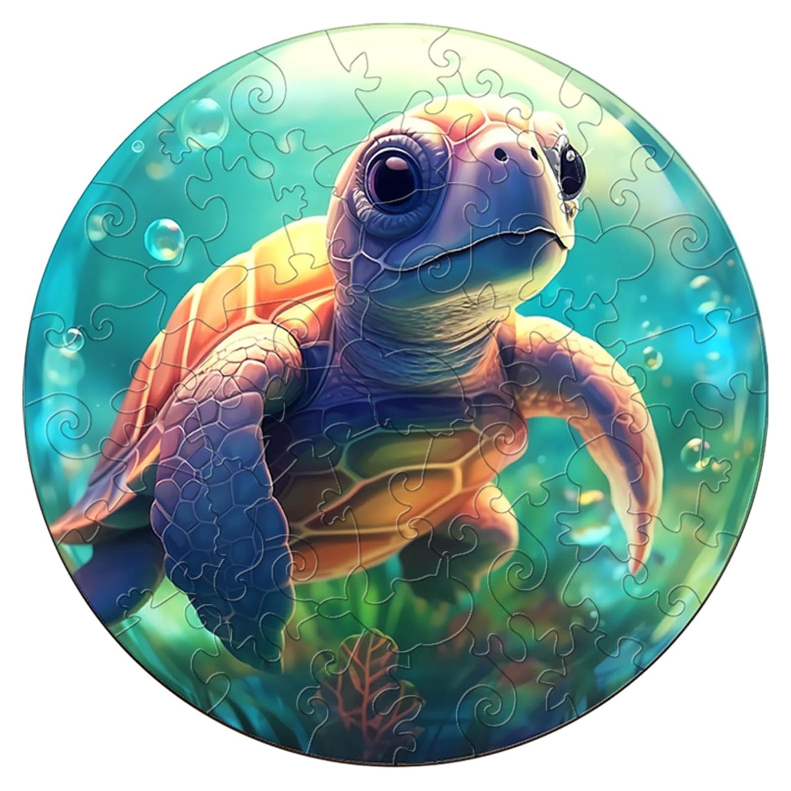 Rompecabezas de Madera WOODBESTS Tortugas Marinas 50 Piezas 29cm