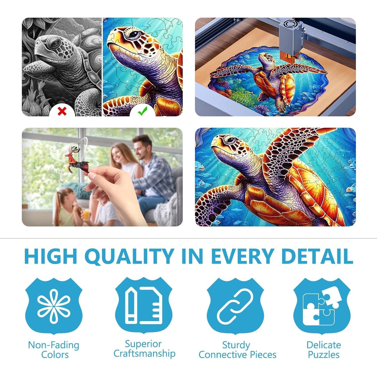 Rompecabezas de Madera Tortuga Marina Pijesaksa 100 Piezas 21.3 cm