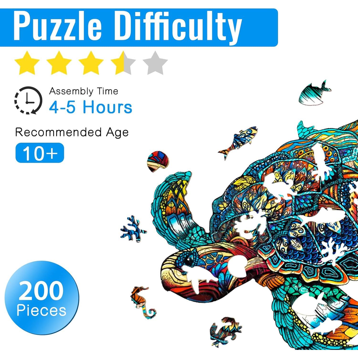 Rompecabezas de Madera Tortuga Marina 200 Piezas - Ecológico