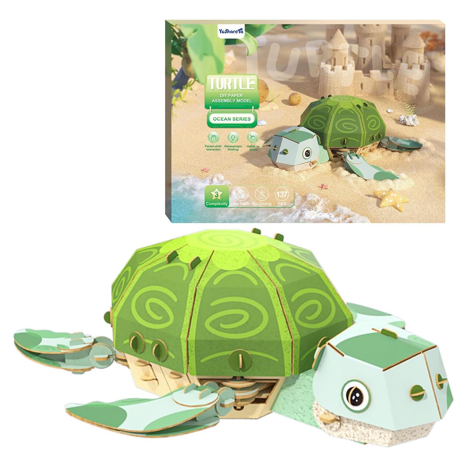 Rompecabezas 3D Tortuga YoShareTa Ecológico para Niños 8-14 Años