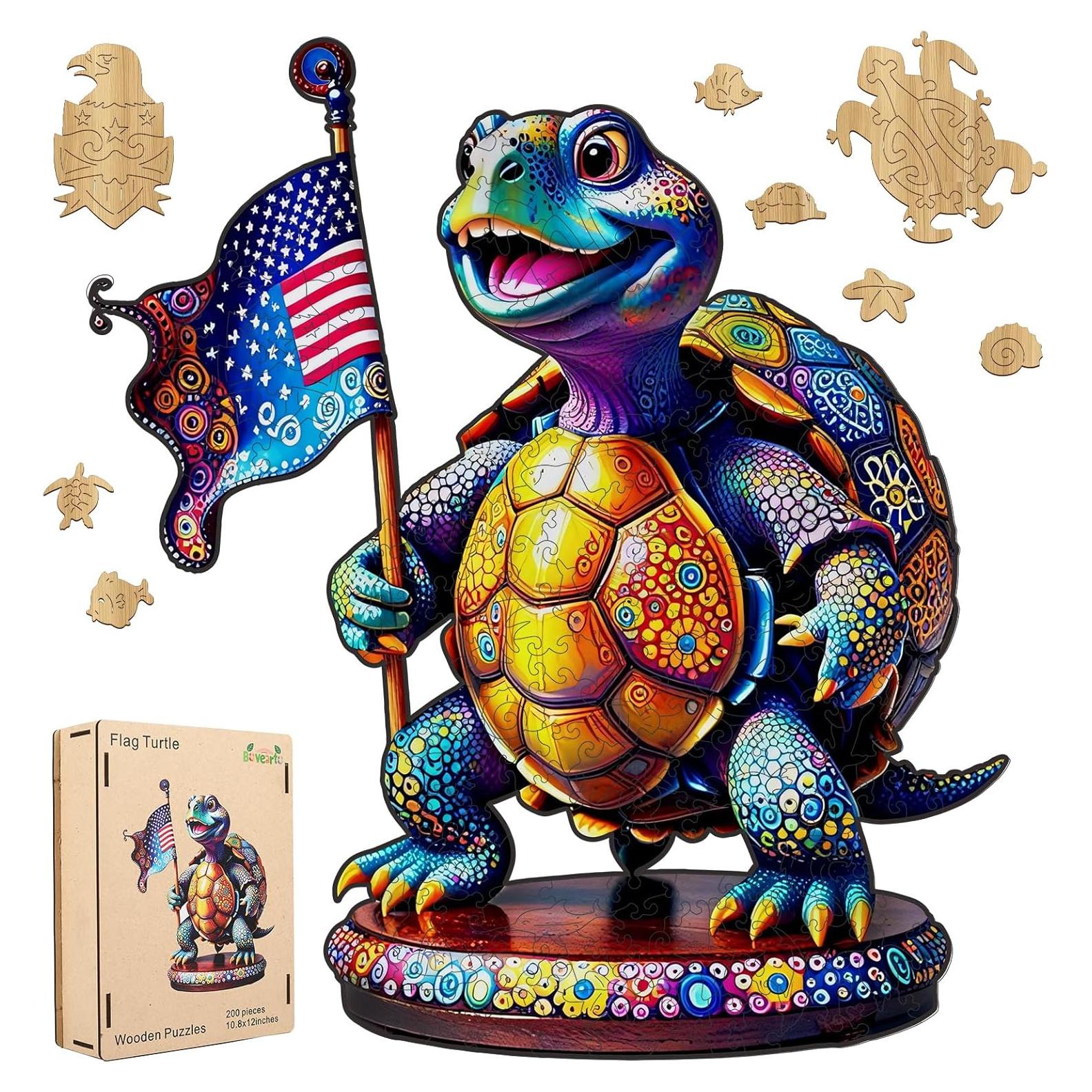 Rompecabezas de Madera Bovearto Tortuga de Bandera 215 Piezas