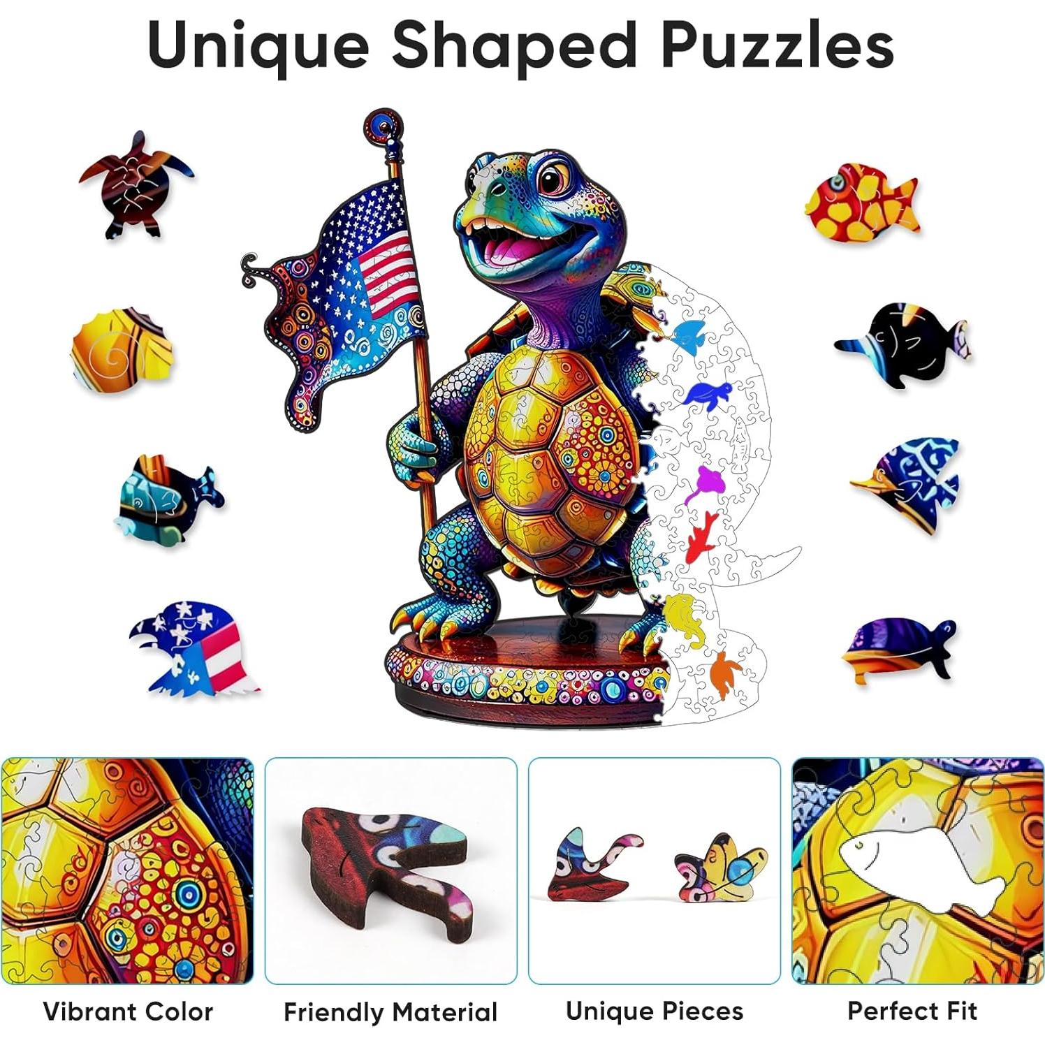 Rompecabezas de Madera Bovearto Tortuga de Bandera 215 Piezas
