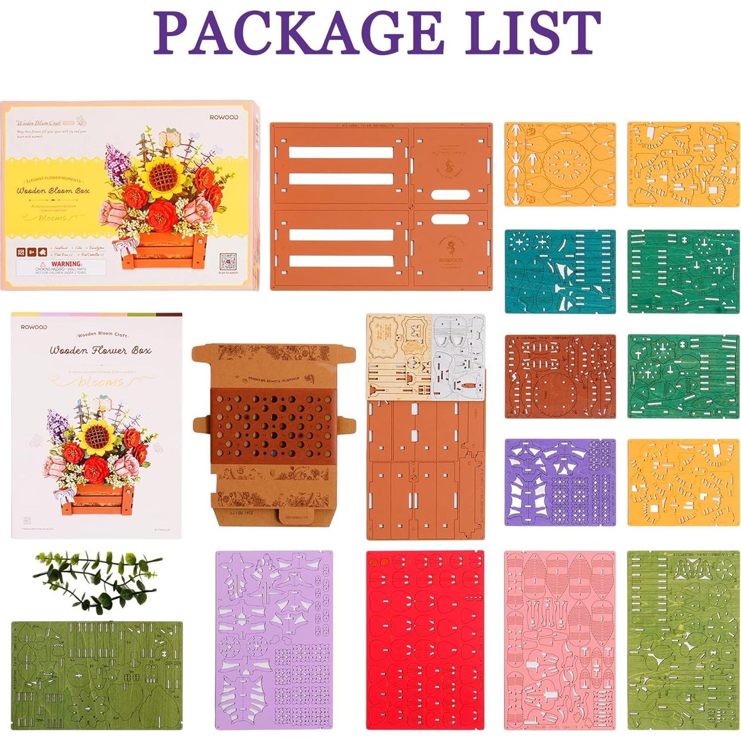 Rompecabezas 3D de Flores de Madera Wowood - 658 Piezas