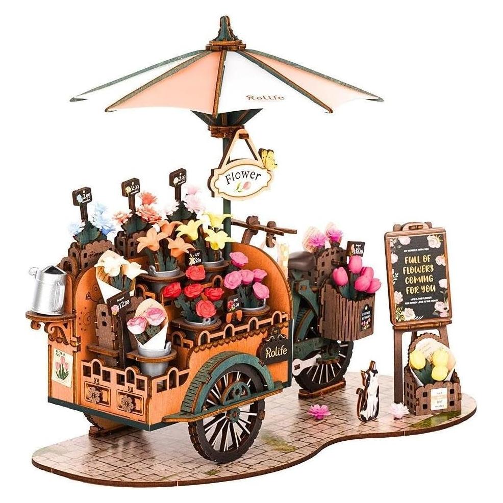 Rompecabezas 3D de Madera Rolife Carrito de Flores 31.4x23.1cm