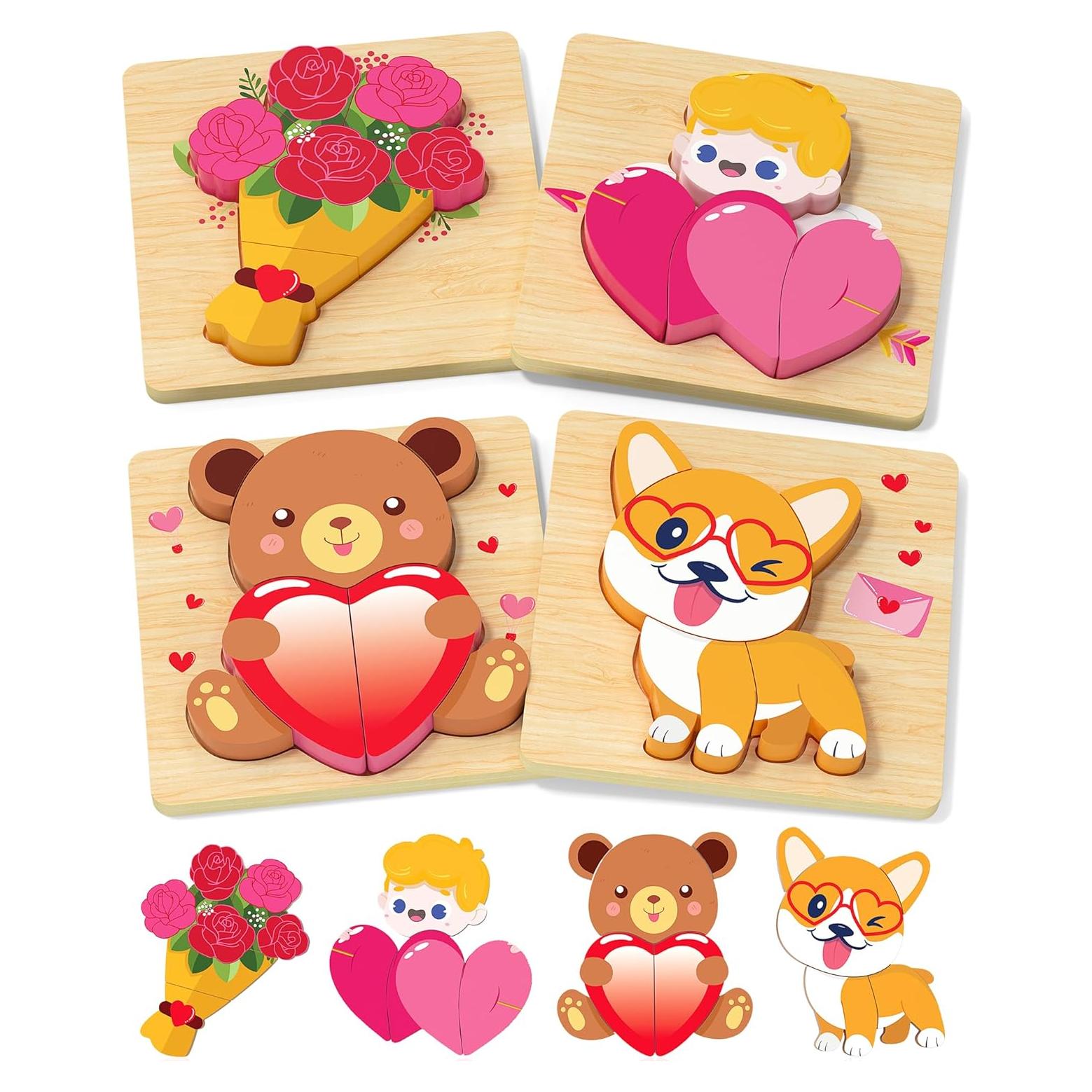 Rompecabezas de Madera San Valentín Oomloid - 4 Piezas