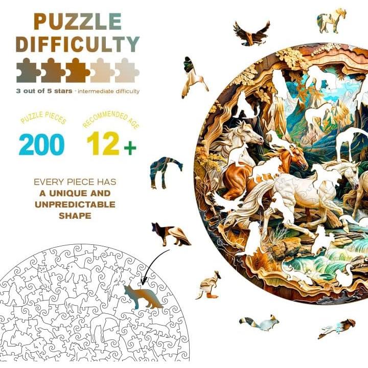 Rompecabezas de Madera 3D Caballo DOCRAGI - 200 Piezas