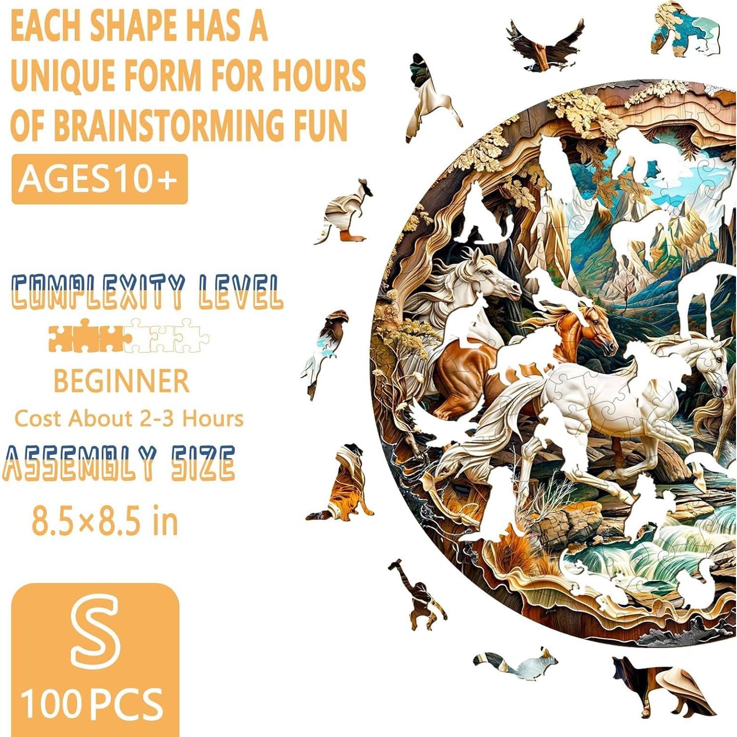 Rompecabezas de Madera 3D Caballos Corriendo Pijesaksa 100 Piezas