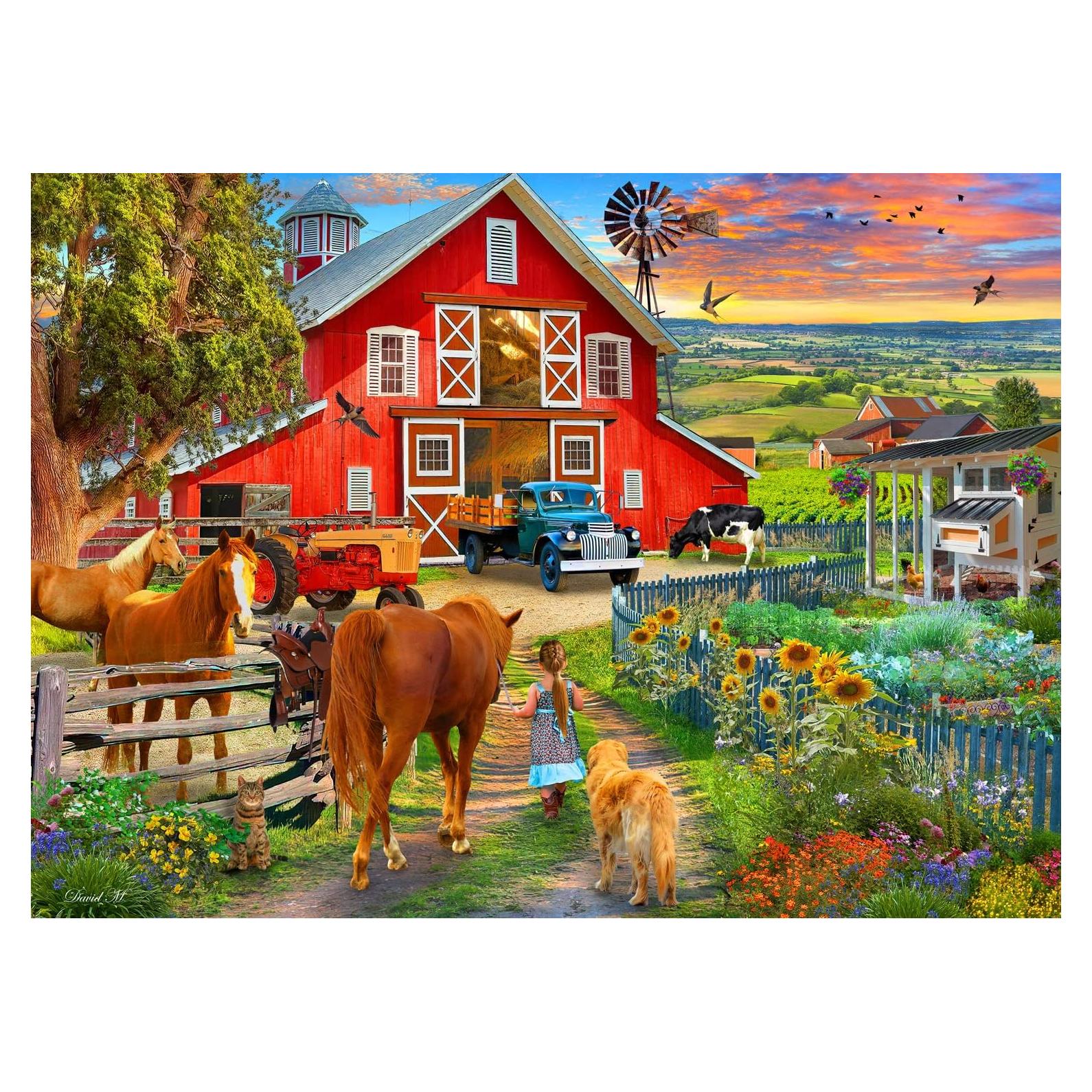 Rompecabezas de Granja Caballos Vermont Christmas 1000 Piezas