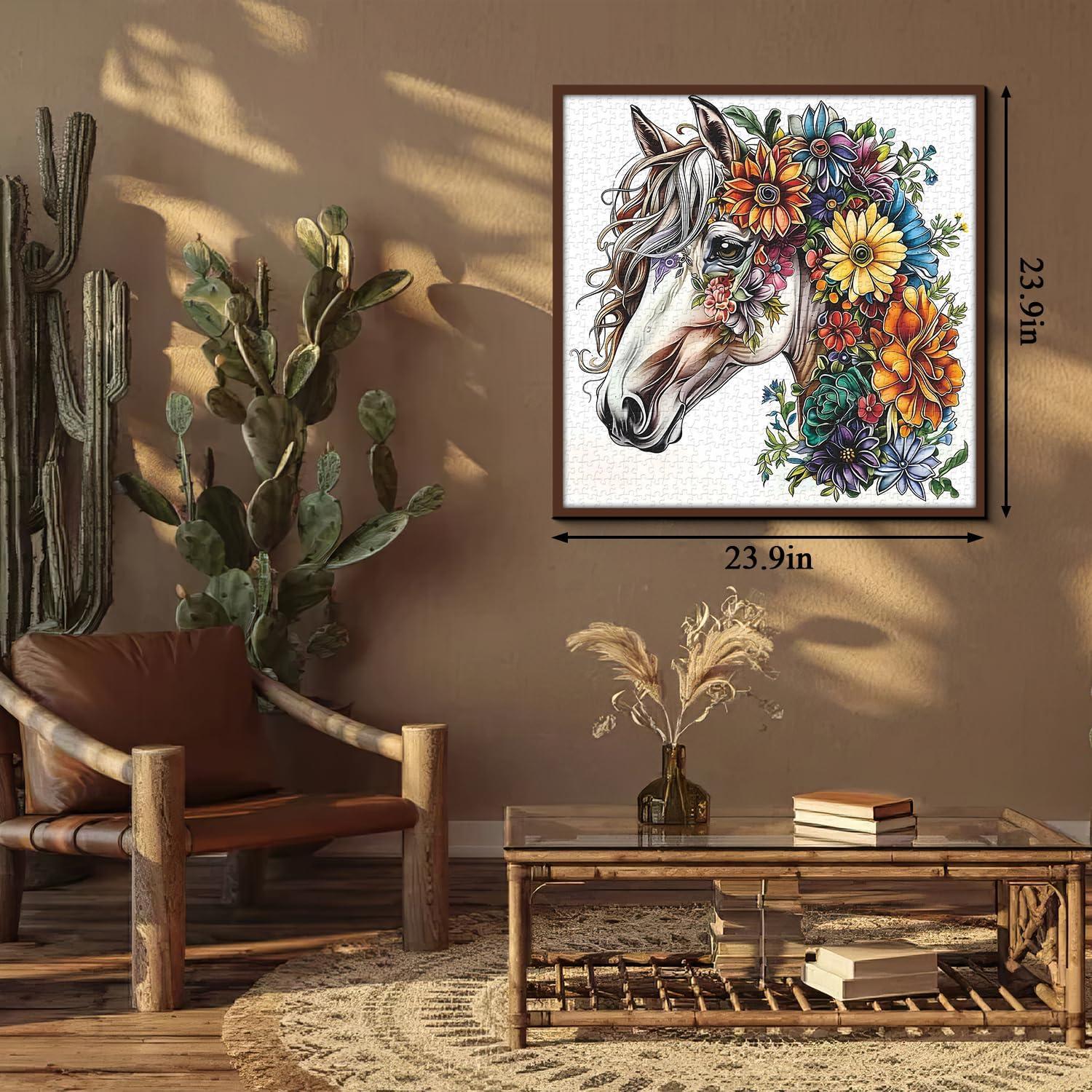 Rompecabezas 1000 Piezas Caballo Floral PPuzzling 60.6 cm