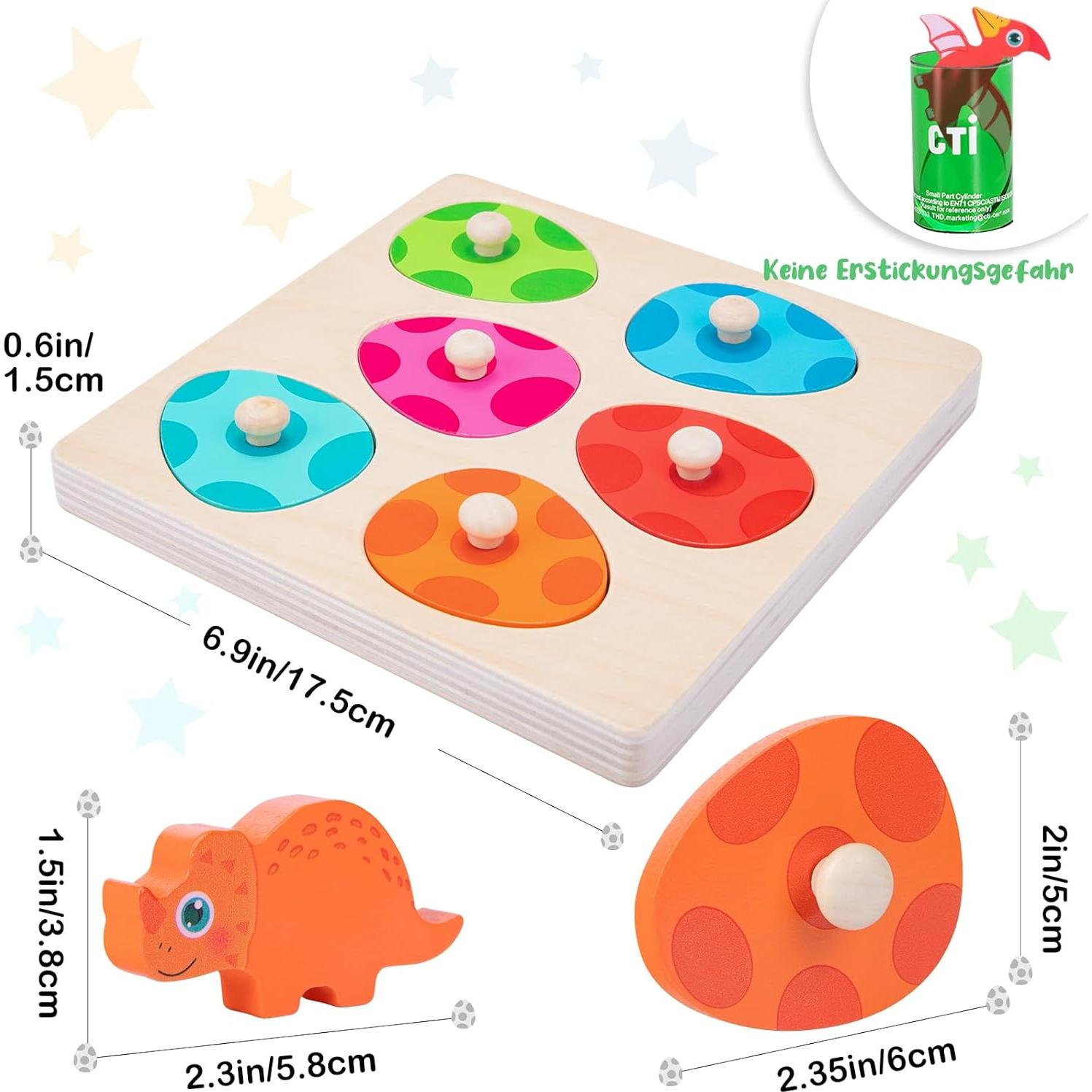 Rompecabezas de Madera Montessori LZDMY Dinosaurio 17.5 cm