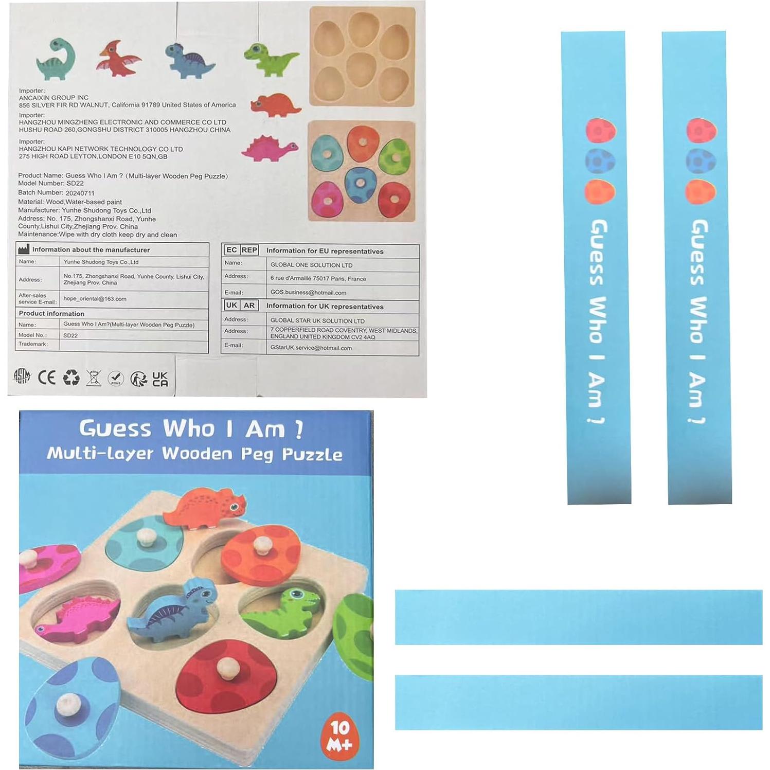 Rompecabezas de Madera Montessori LZDMY Dinosaurio 17.5 cm