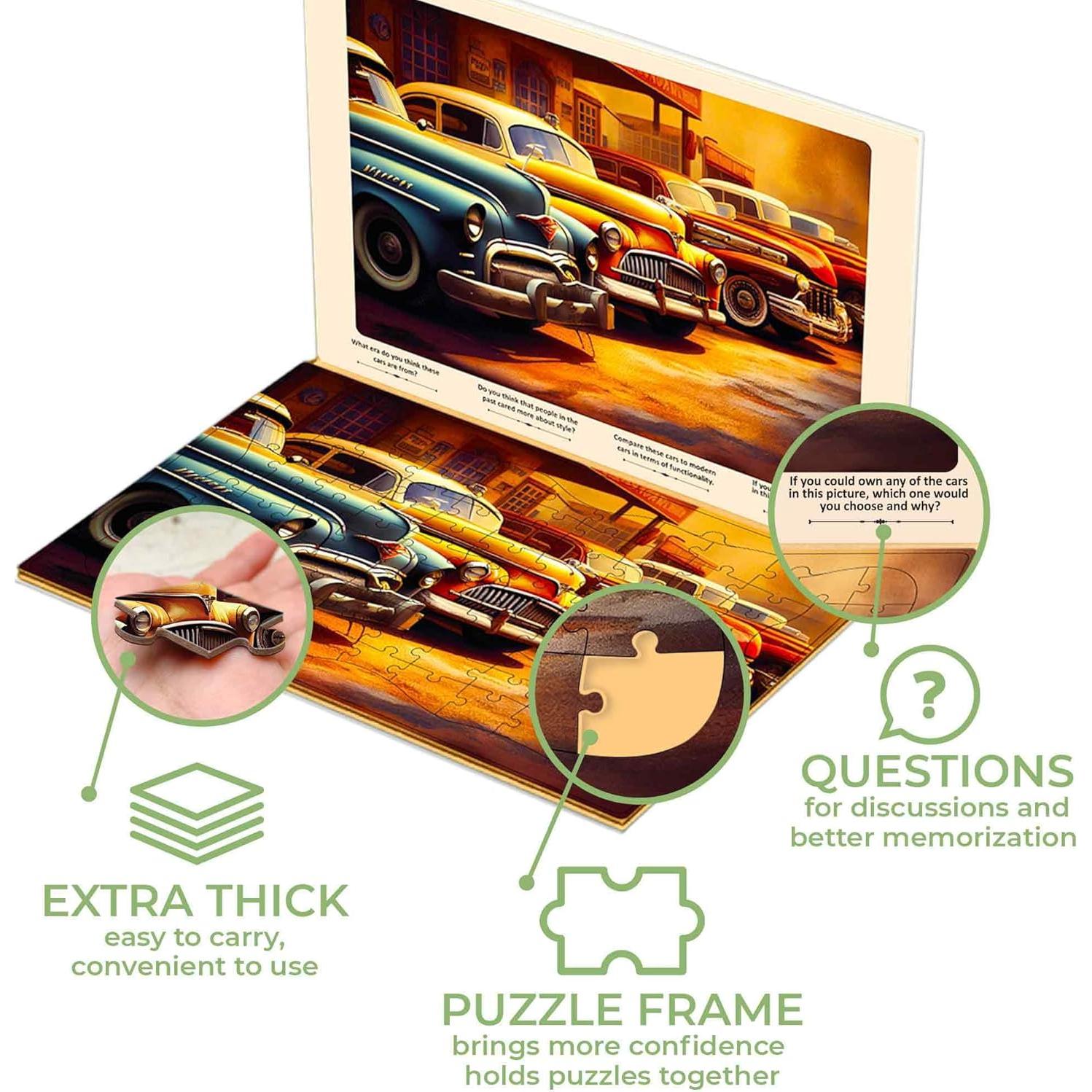 Rompecabezas de Demencia QUOKKA 100 Piezas para Adultos - Caballos, Perros y Coches