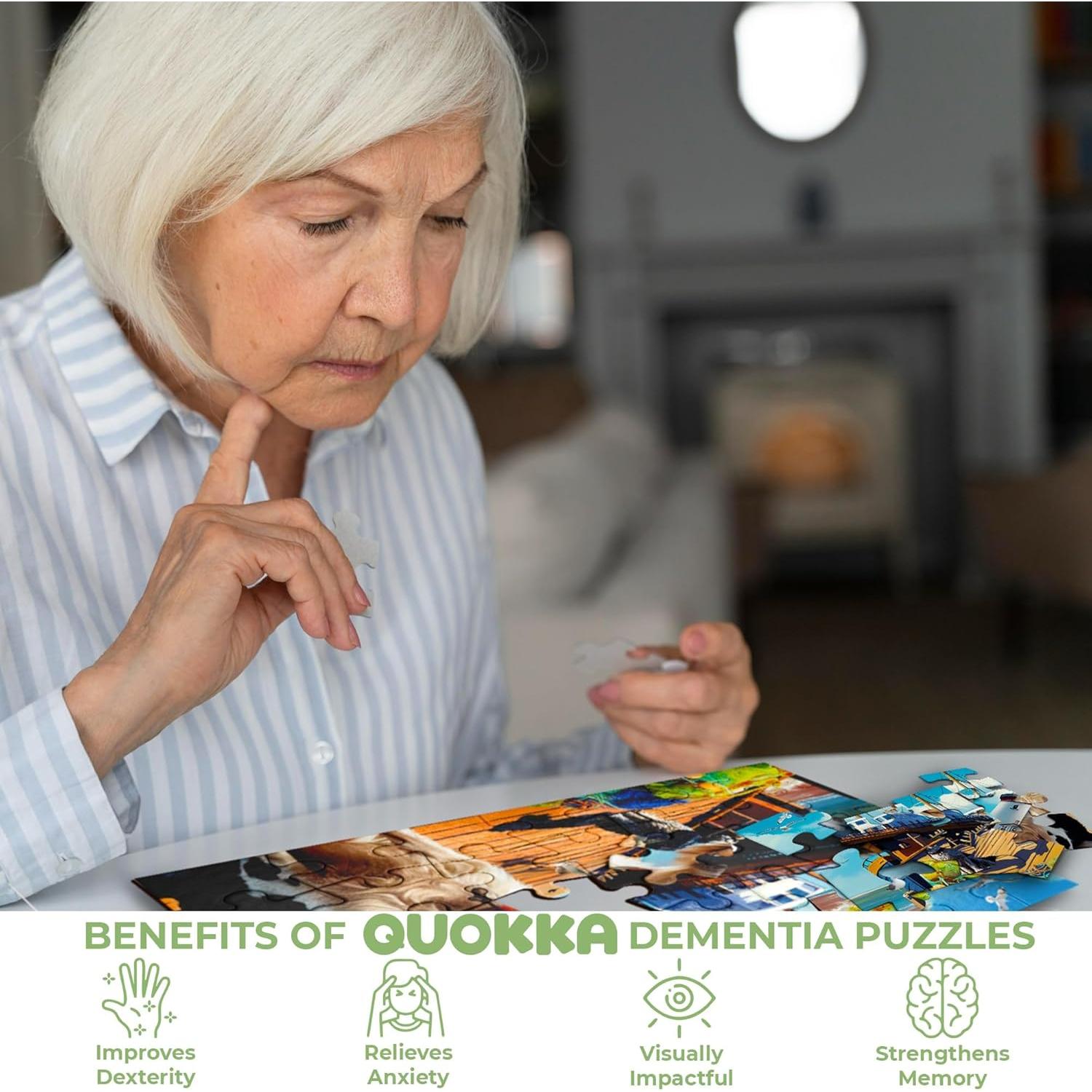 Rompecabezas de Demencia QUOKKA 100 Piezas para Adultos - Caballos, Perros y Coches