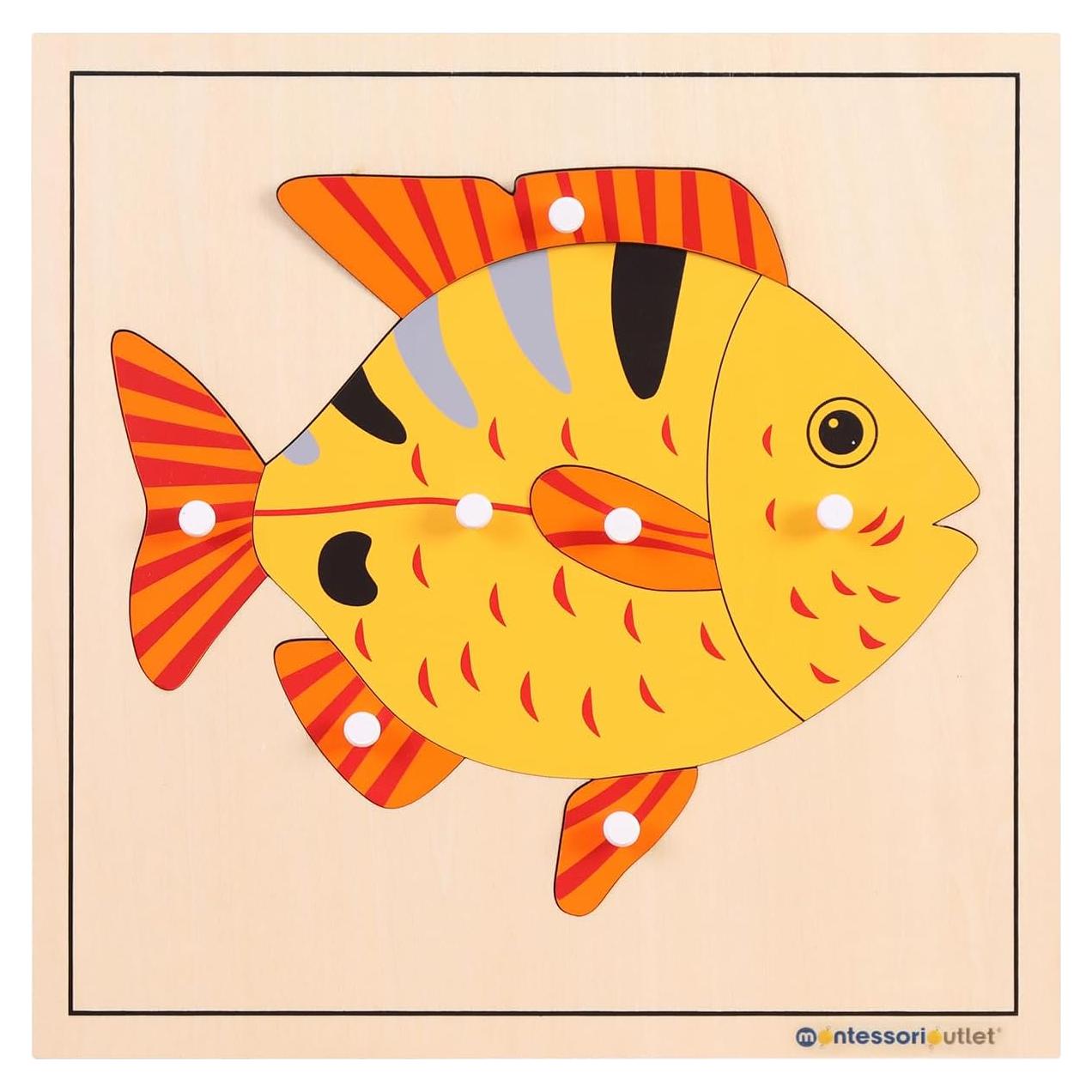 Rompecabezas Montessori de Pescado 24x24 cm para Niños 3-6 Años