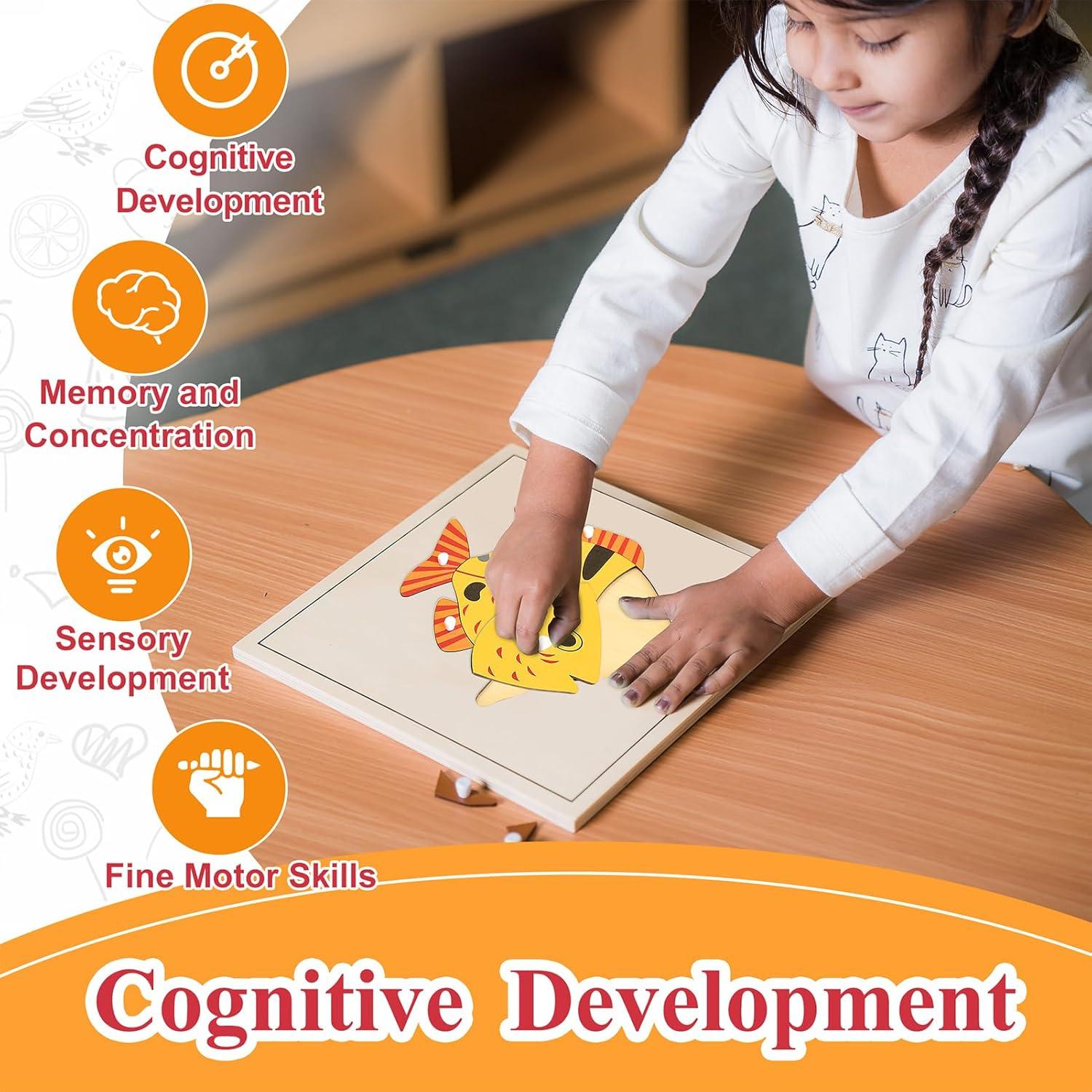 Rompecabezas Montessori de Pescado 24x24 cm para Niños 3-6 Años