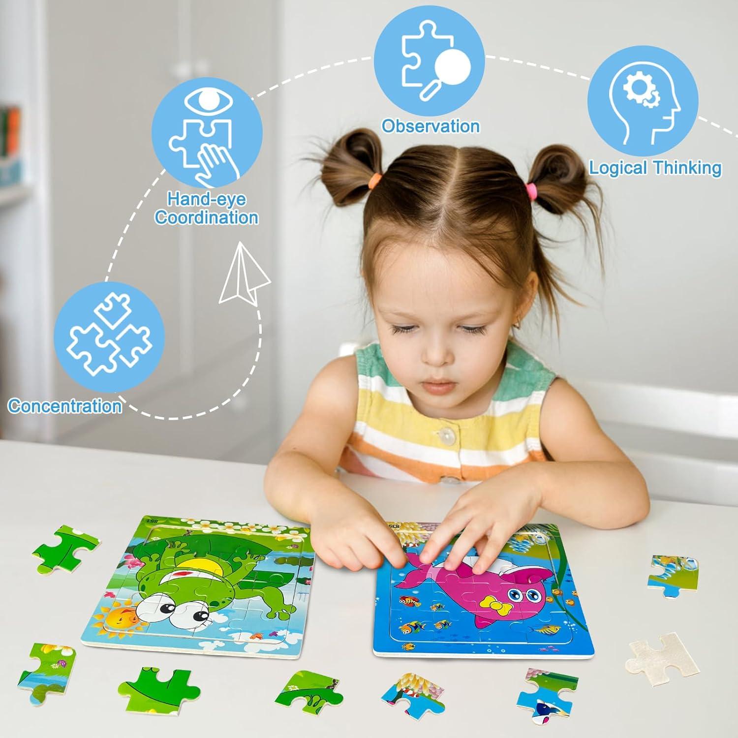 Paquete de 6 Rompecabezas de Madera Sealive 16 Piezas Animales