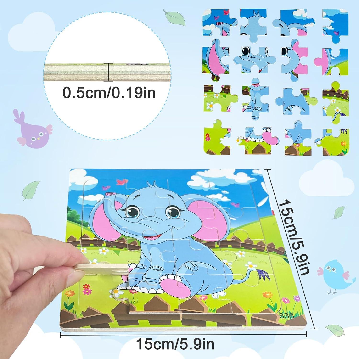 Paquete de 6 Rompecabezas de Madera Sealive 16 Piezas Animales