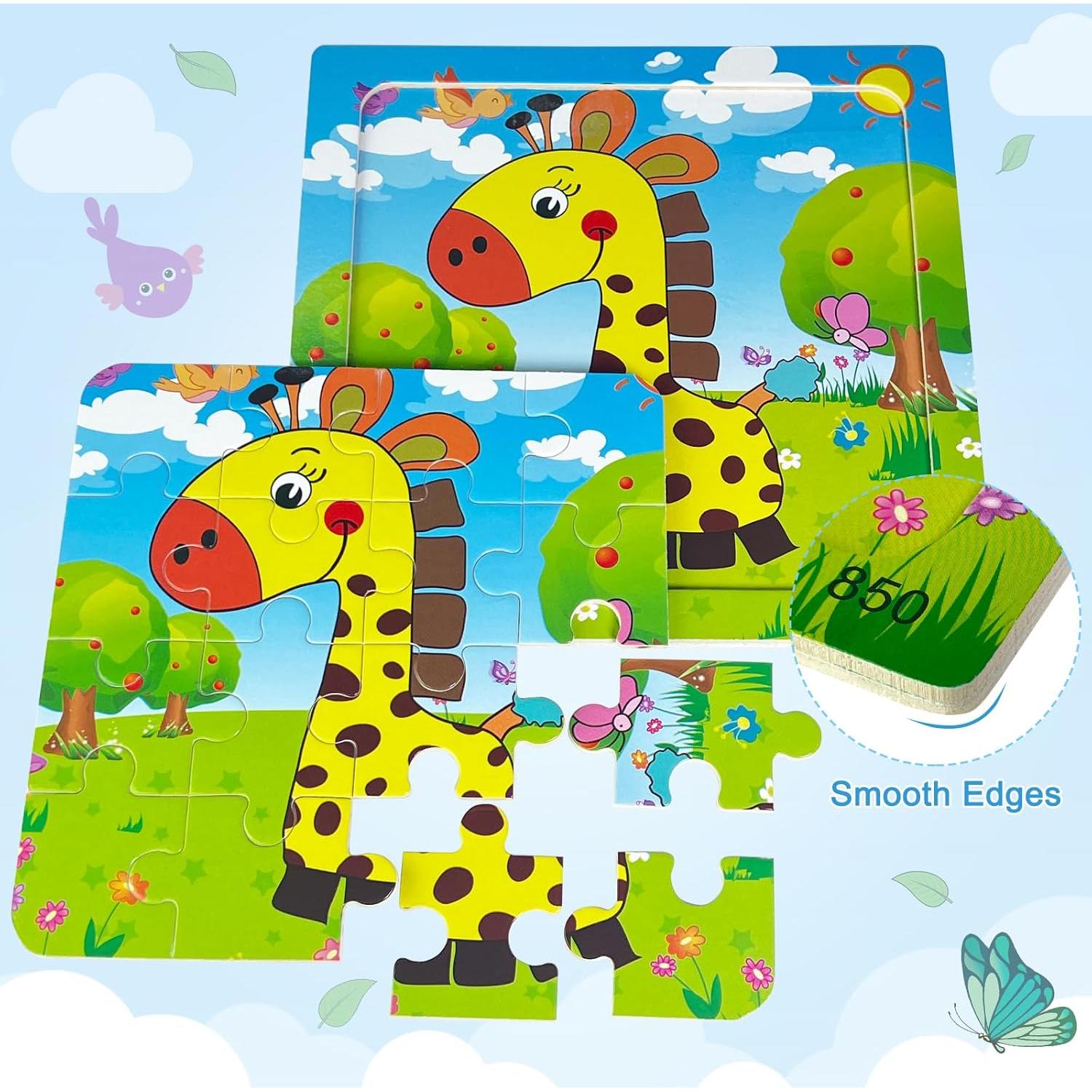 Paquete de 6 Rompecabezas de Madera Sealive 16 Piezas Animales