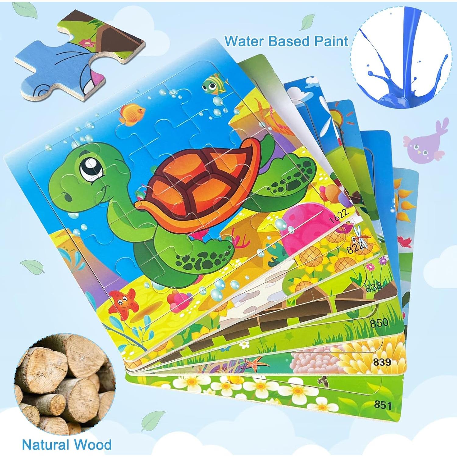 Paquete de 6 Rompecabezas de Madera Sealive 16 Piezas Animales