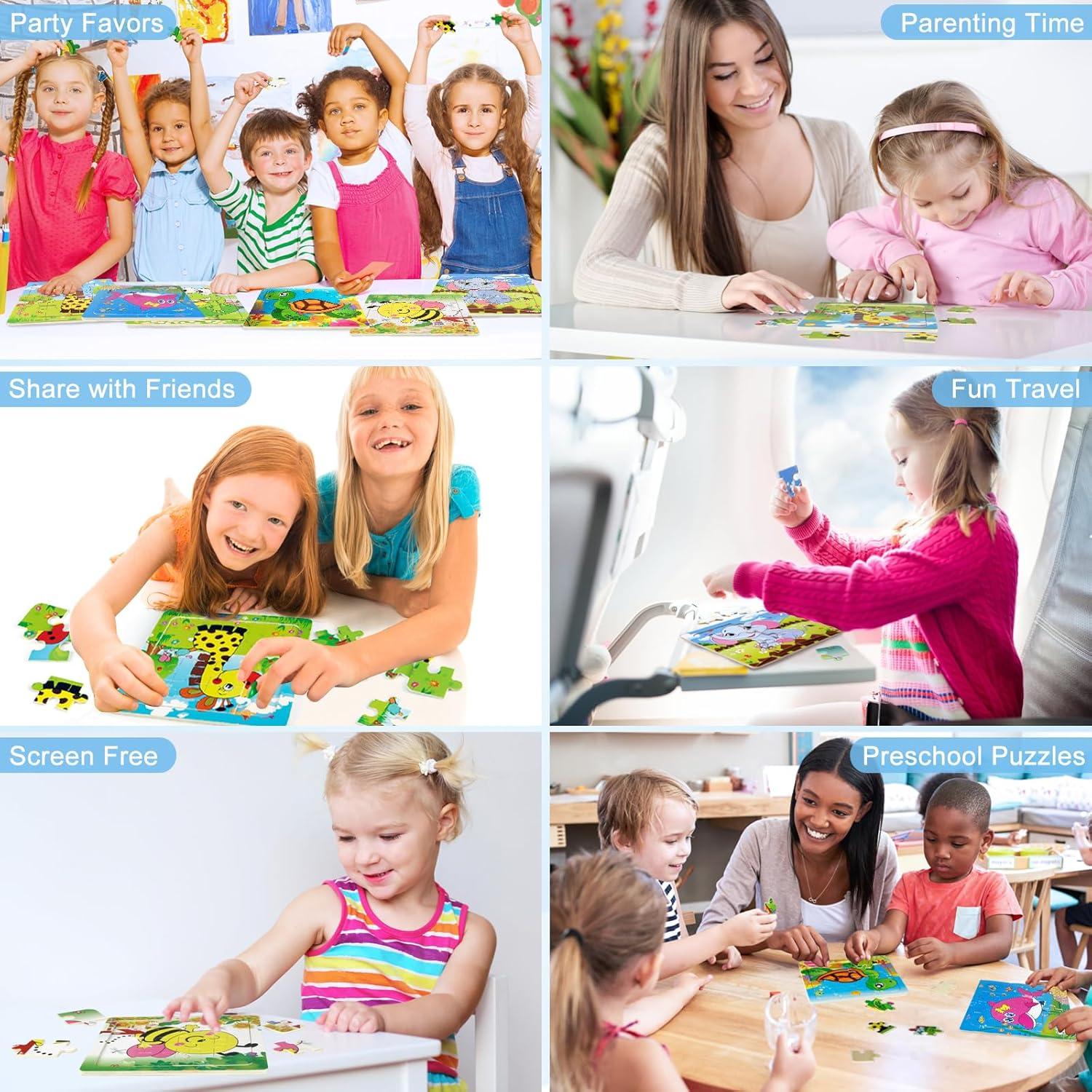 Paquete de 6 Rompecabezas de Madera Sealive 16 Piezas Animales