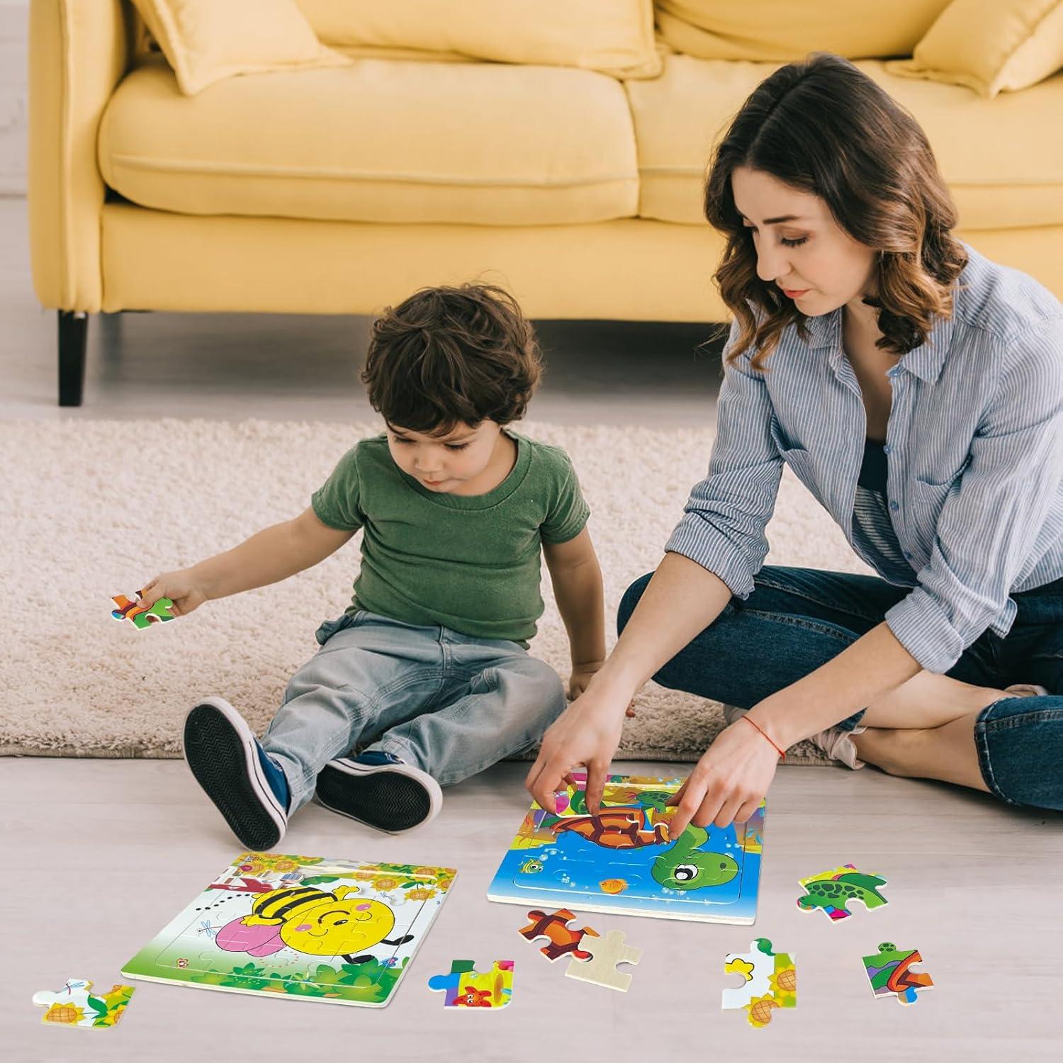 Paquete de 6 Rompecabezas de Madera Sealive 16 Piezas Animales