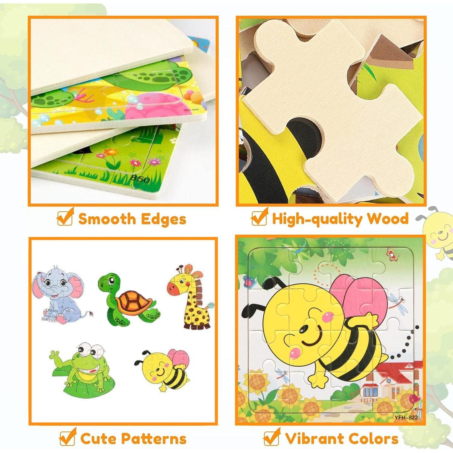 Paquete de 6 Rompecabezas de Madera Sealive 16 Piezas Animales