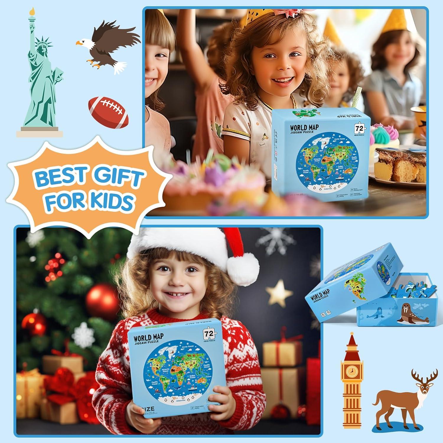 Rompecabezas Redondo Mapa Mundial 72 Piezas Educativo 54x54cm