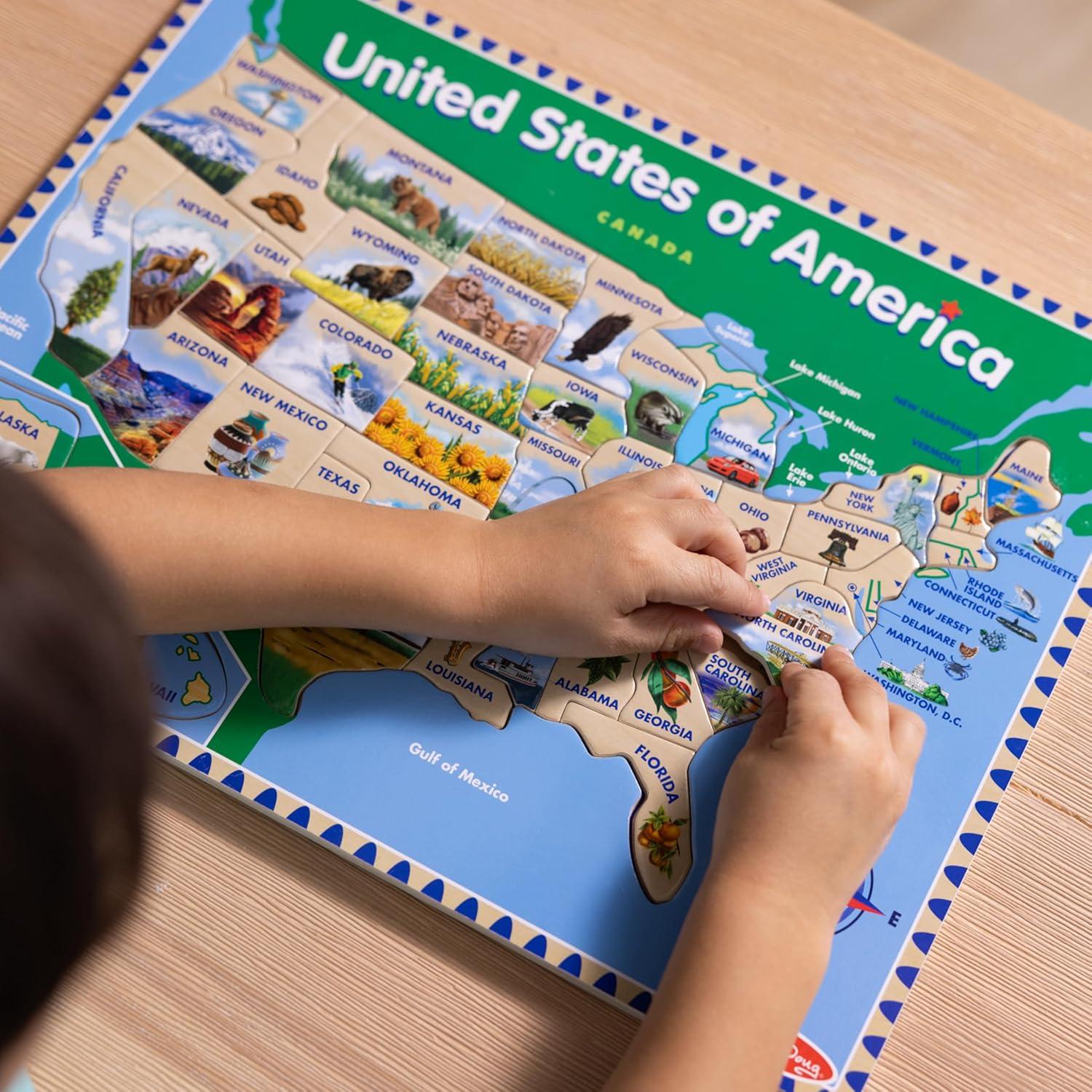 Rompecabezas de Madera Melissa & Doug Mapa EE. UU. 45 Piezas