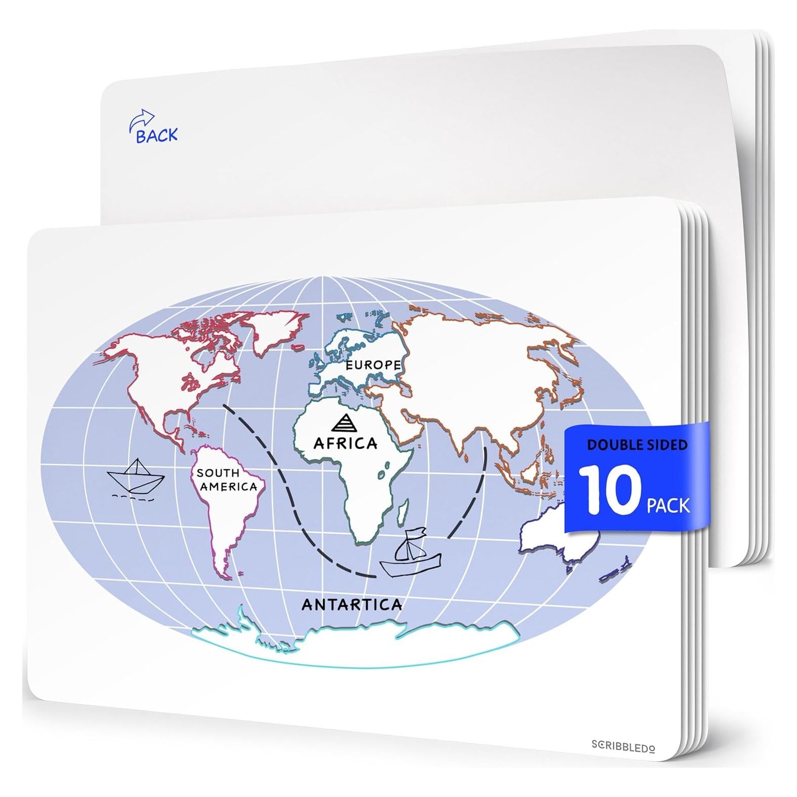 Hojas Borrables de Geografía Scribbledo 23x30cm Paquete de 10