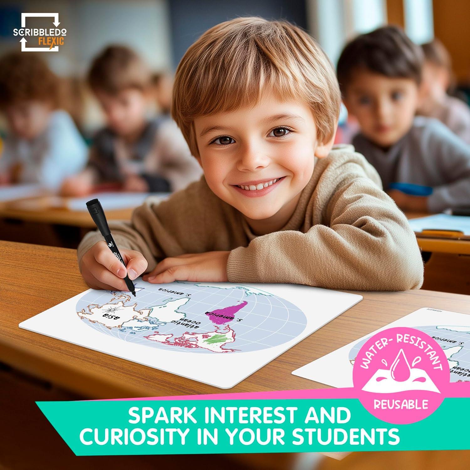 Hojas Borrables de Geografía Scribbledo 23x30cm Paquete de 10