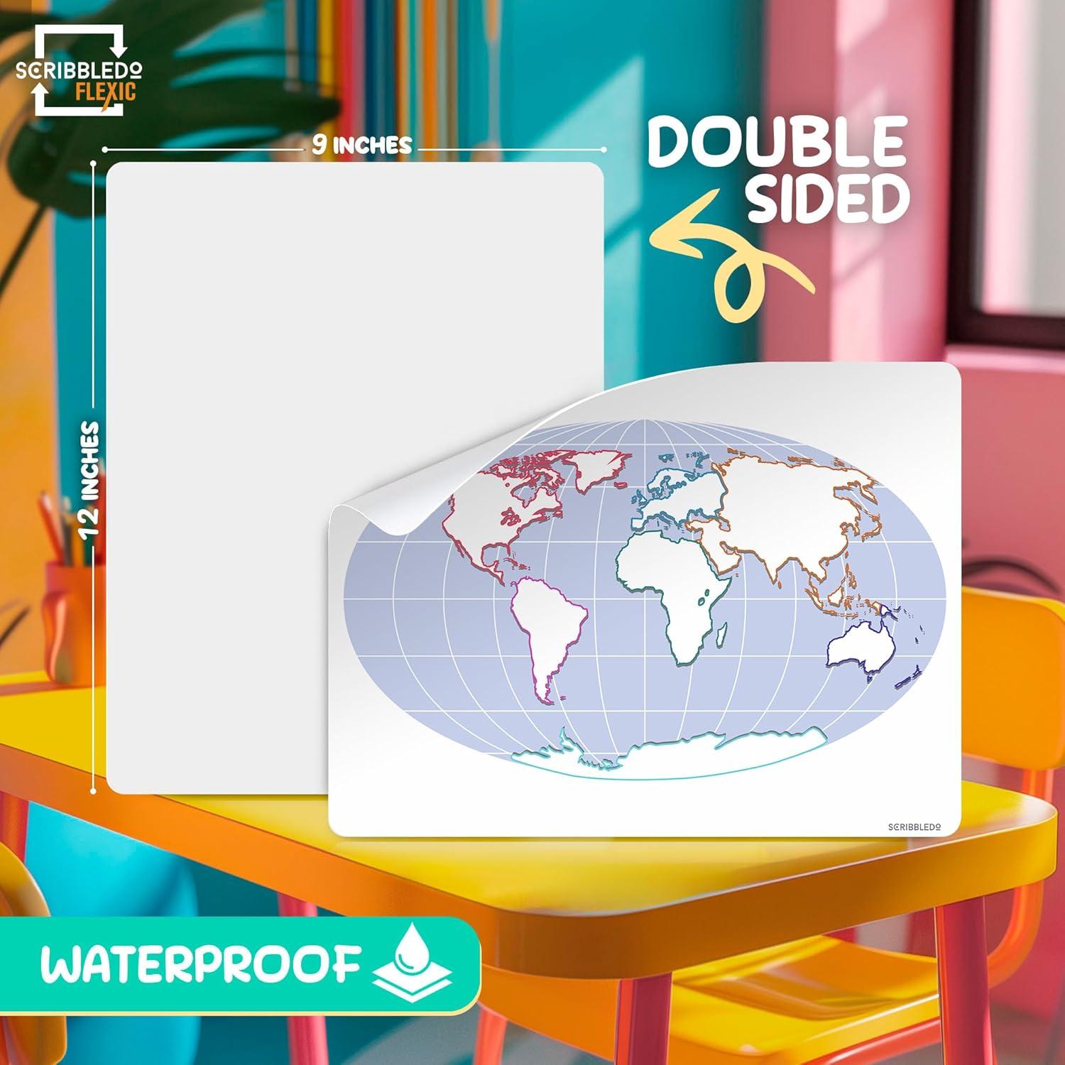 Hojas Borrables de Geografía Scribbledo 23x30cm Paquete de 10