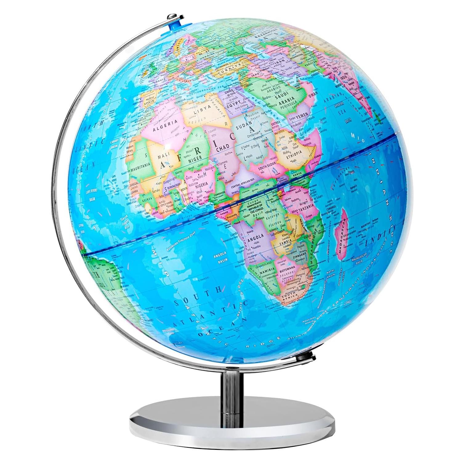 Globo Terráqueo 33 cm BSHAPPLUS con Base de Metal Estable