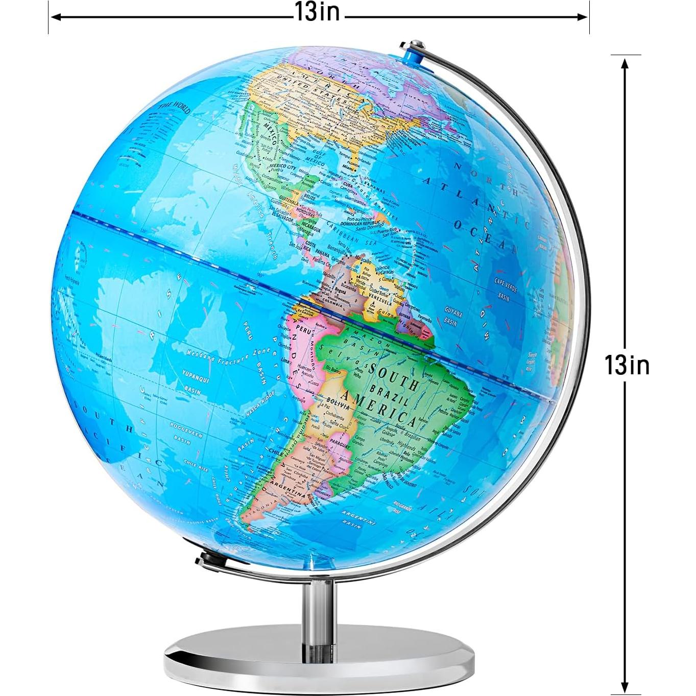 Globo Terráqueo 33 cm BSHAPPLUS con Base de Metal Estable