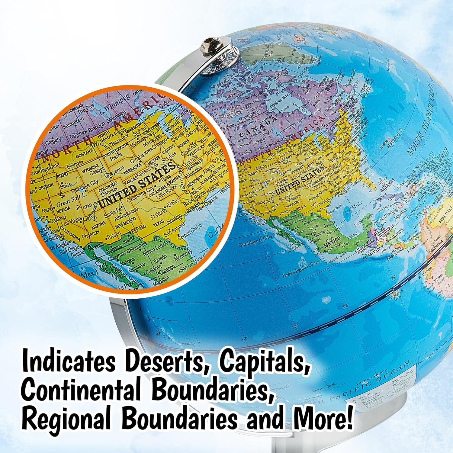 Globo Iluminado Educativo USA Toyz 24.77 cm con Luz LED