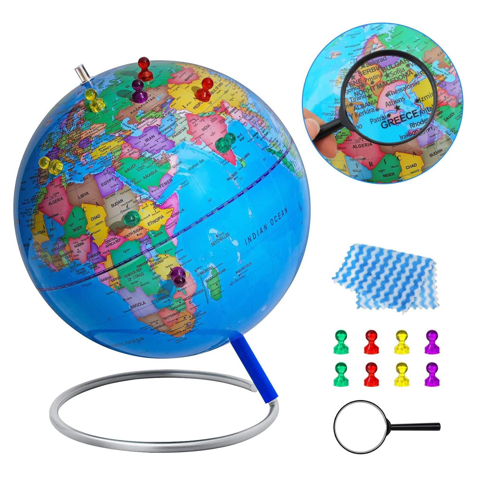 Globo Terráqueo Educativo 22.86 cm BSHAPPLUS con Base de Metal