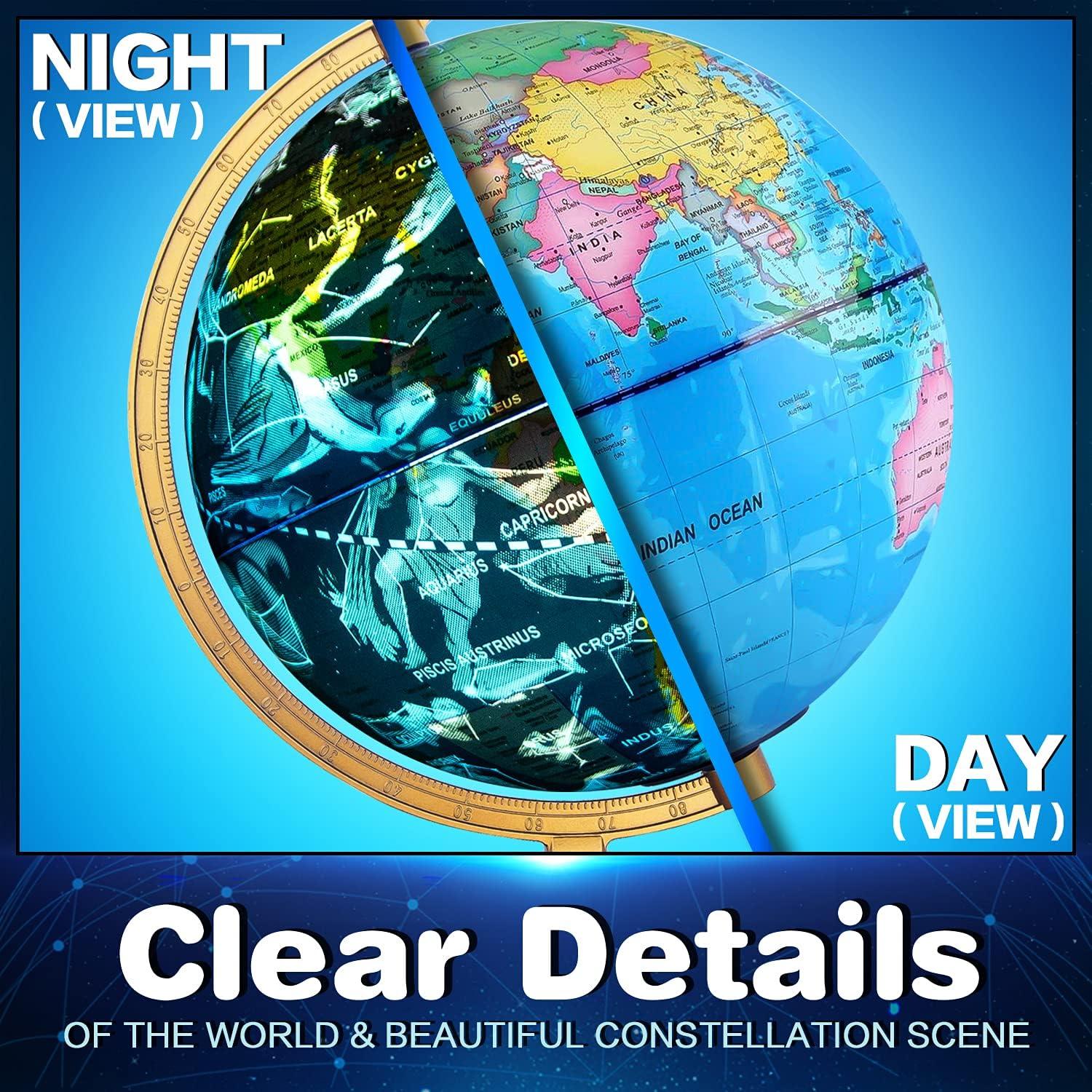 Globo Terráqueo Iluminado 20 cm TTKTK con Mapa de Estrellas