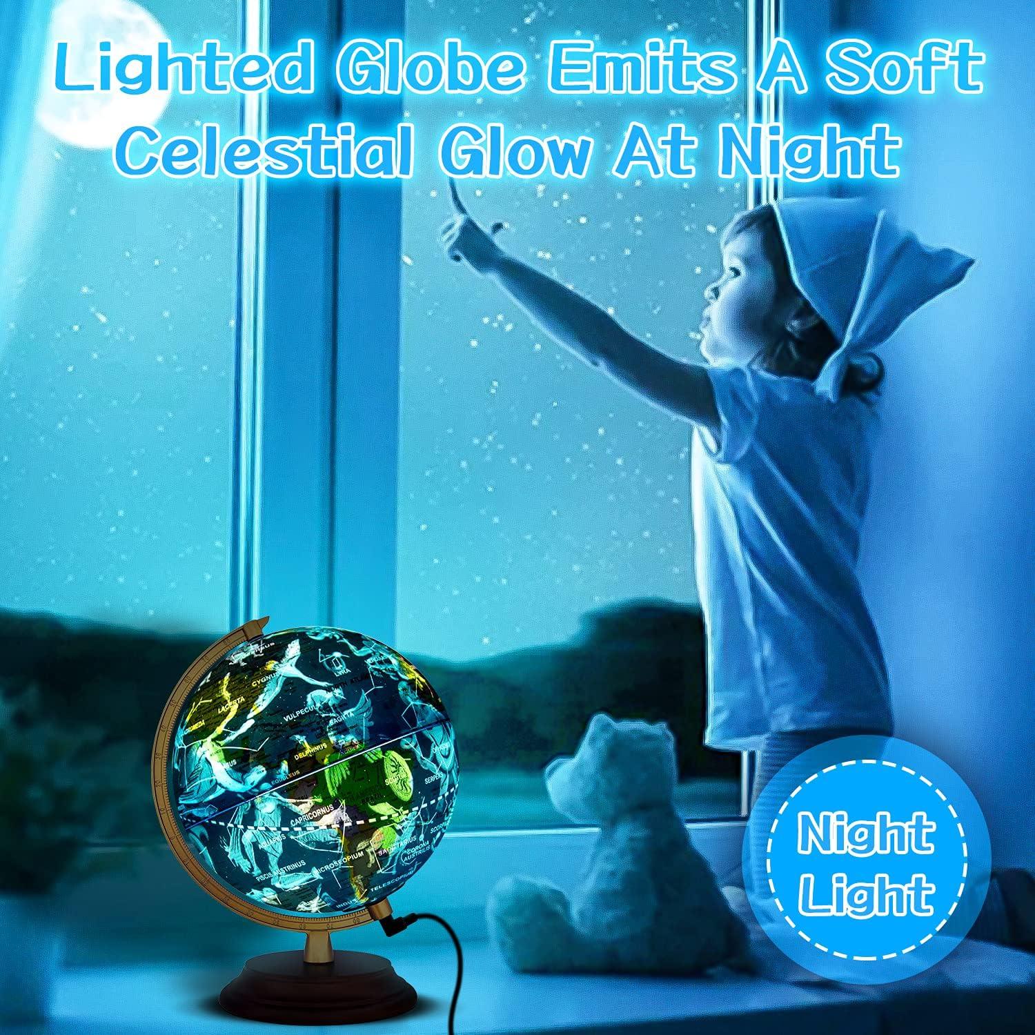Globo Terráqueo Iluminado 20 cm TTKTK con Mapa de Estrellas
