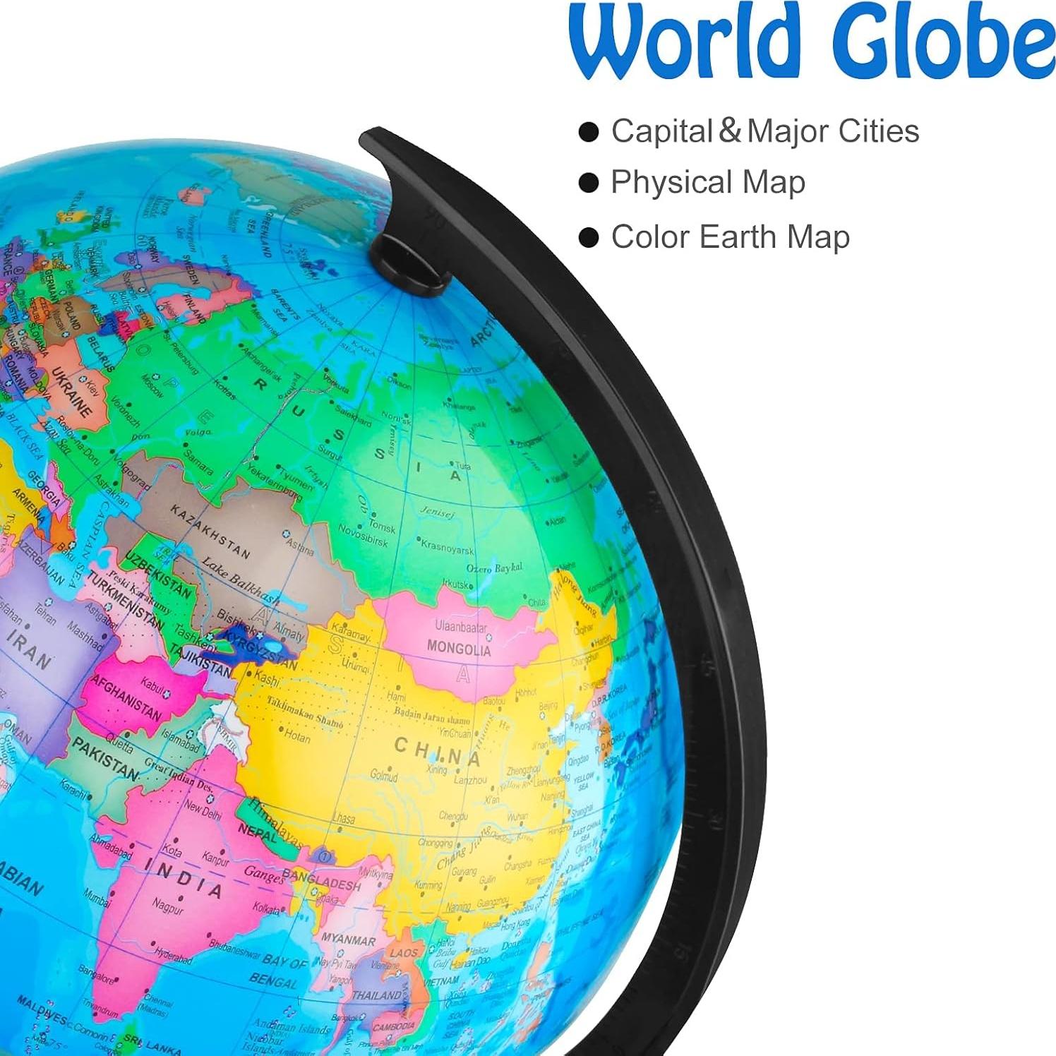 Globo Terráqueo Wizdar 25.4 cm Educativo DIY Rotatorio